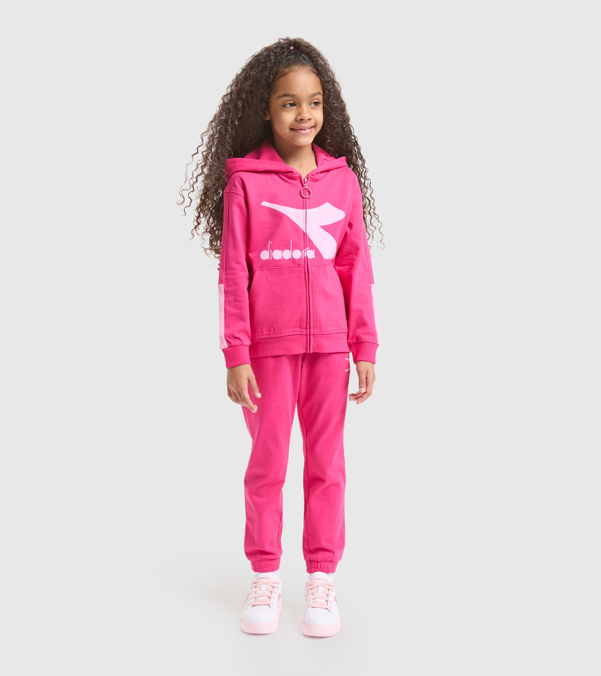 Junior sports tracksuit with hood - Unisex JU.TRACKSUIT HD RAINBOW SHOCKING PINK - Diadora