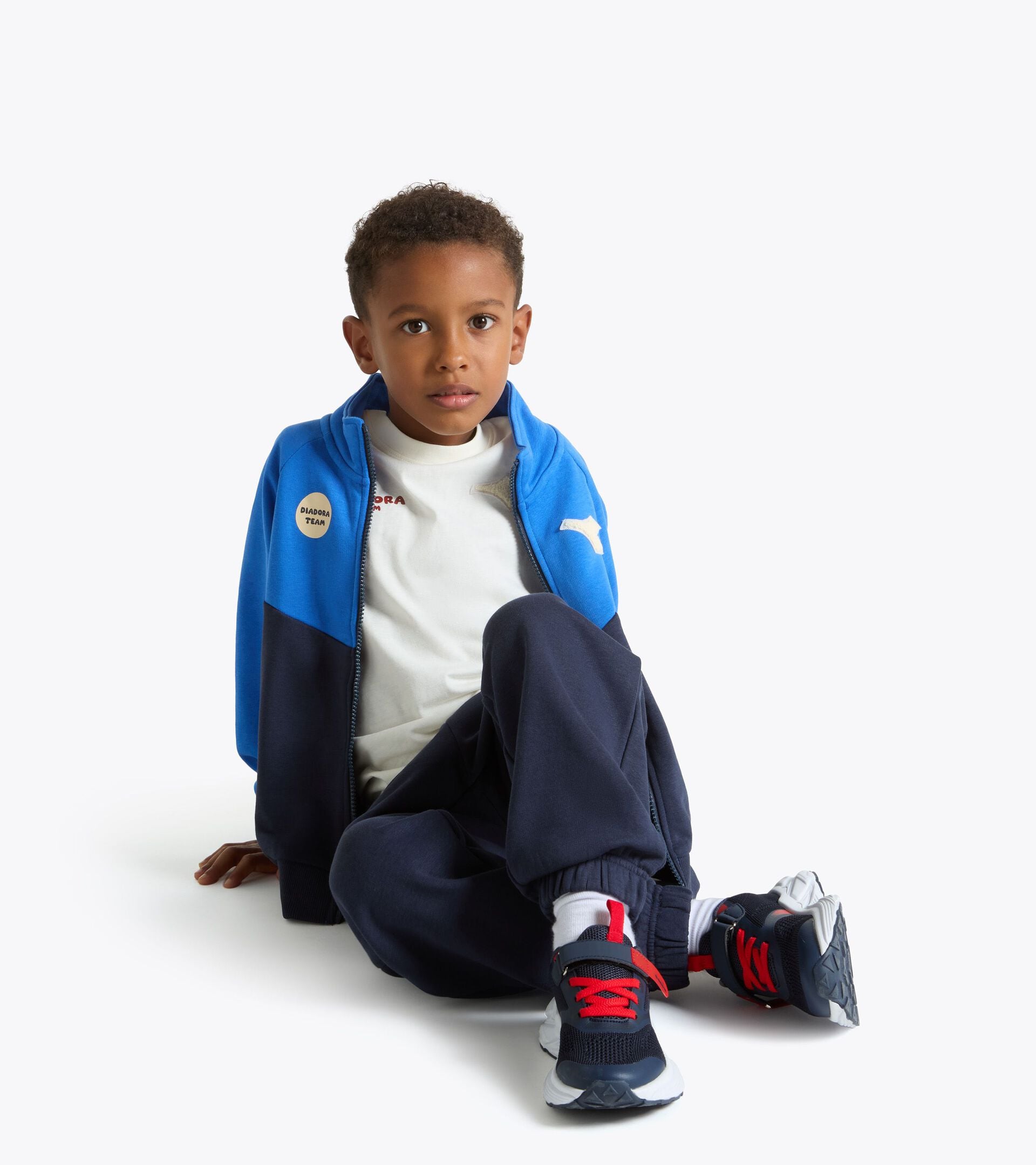 Cotton-look tracksuit - Regular/Relaxed fit - Boys and girls JU. TRACKSUIT FZ LOGO (FT) BLUE DENIM - Diadora
