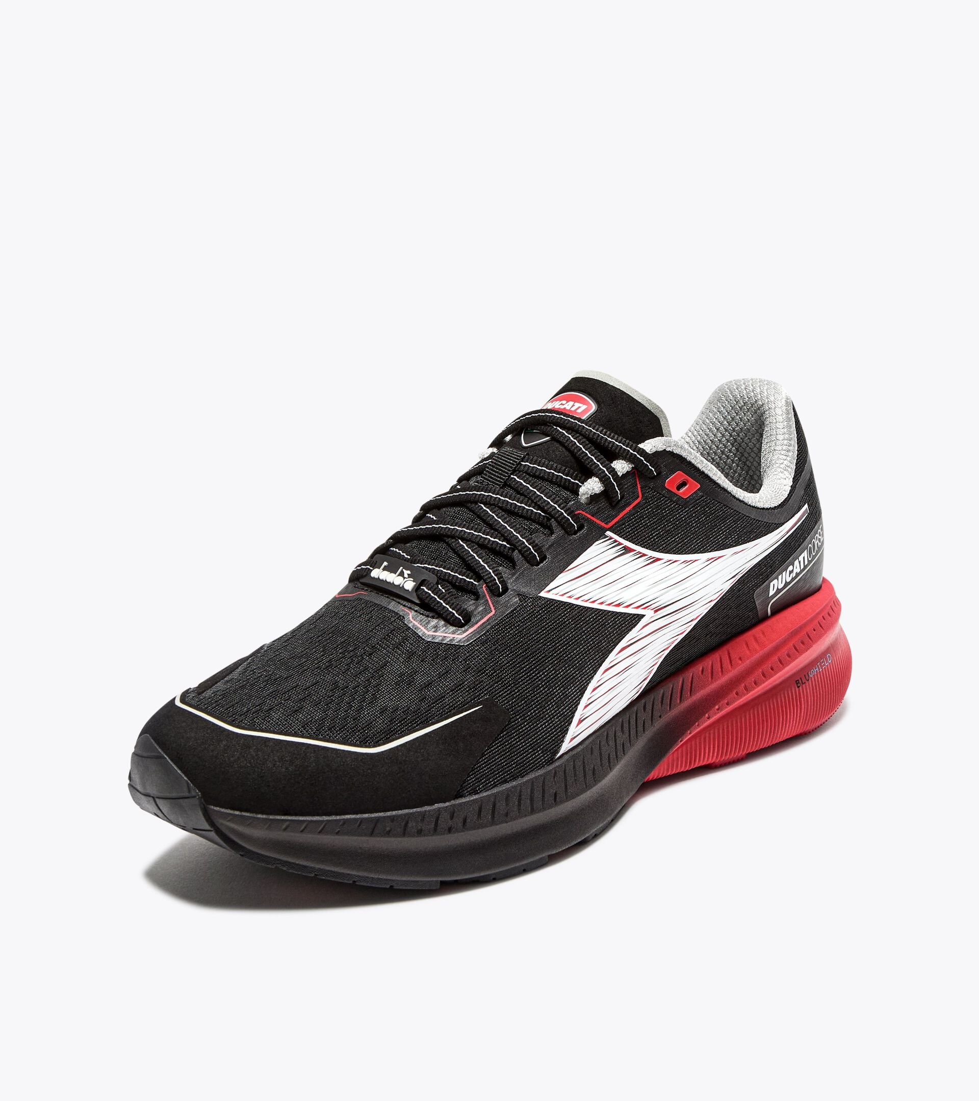 diadora X Ducati Corse running shoe - Men’s DUCATI VELOCE 5 BLACK/DUCATI MGP RED/BLACK - Diadora
