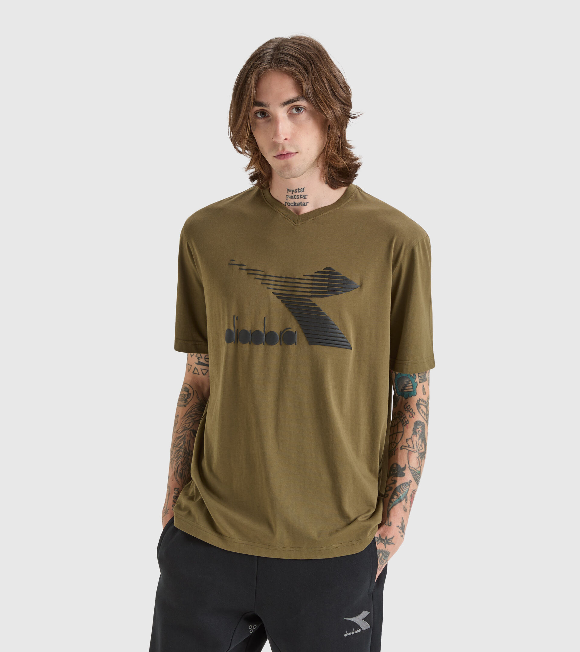 Camiseta de algodón - Hombre T-SHIRT SS DRIFT OLIVA MILITAR - Diadora