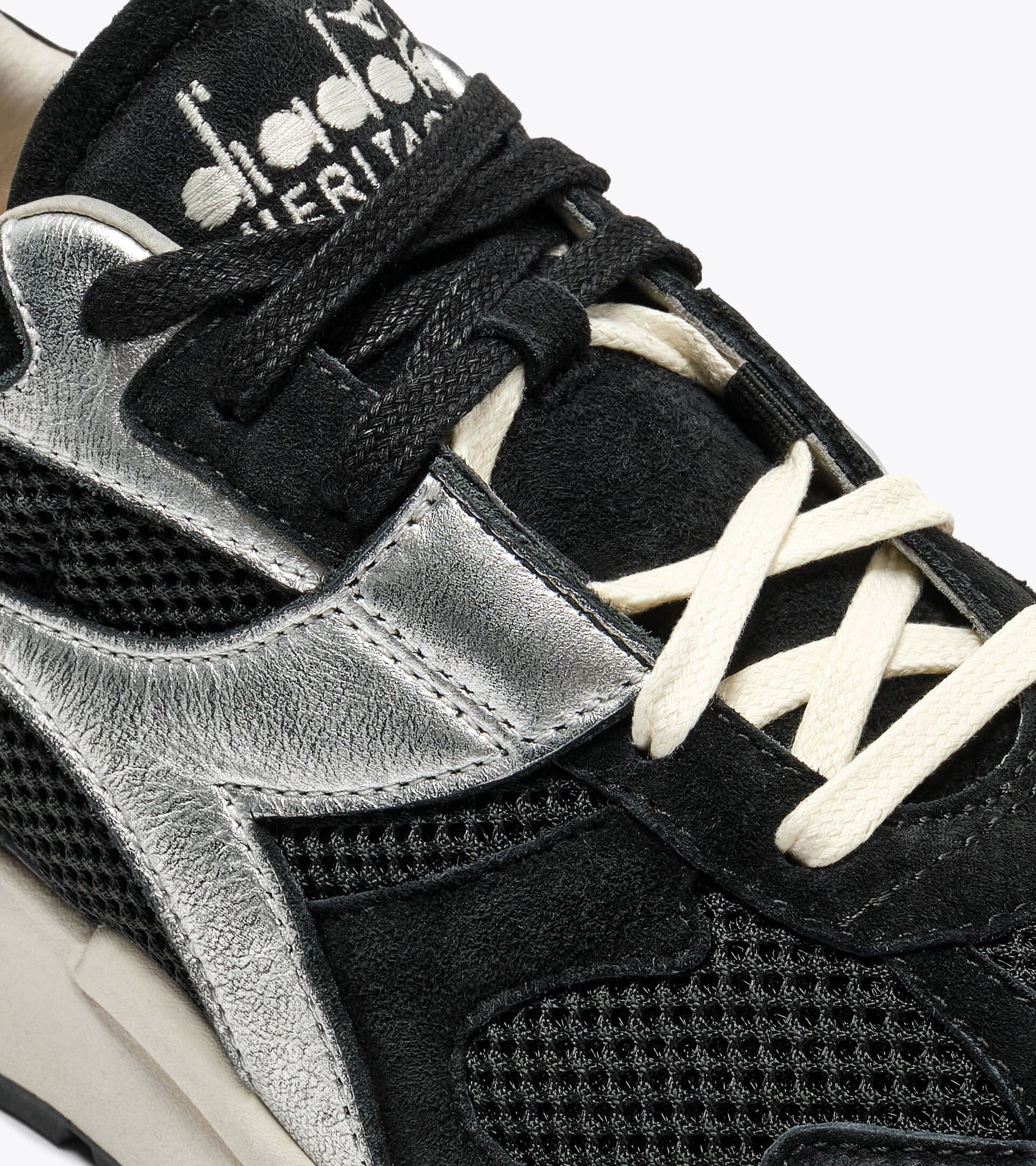 Leather and mesh Heritage sneakers  - Women's MERCURY ELITE METAL USED WN BLACK - Diadora