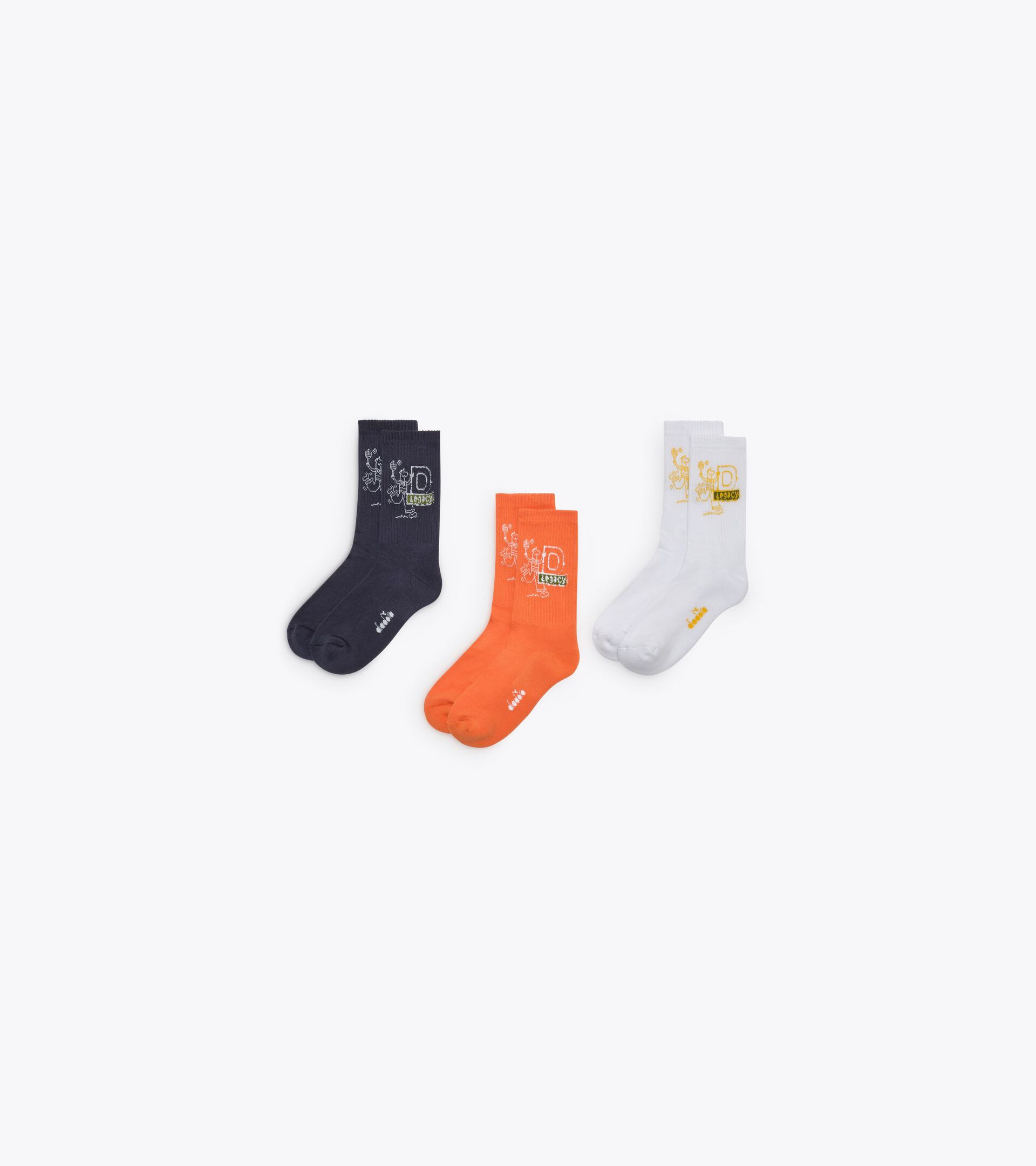 Set of socks - Made in Italy - All-gender SOCKS 3PACK LEGACY OPT. WHT/BL DENIM/HARV PUMPKIN - Diadora
