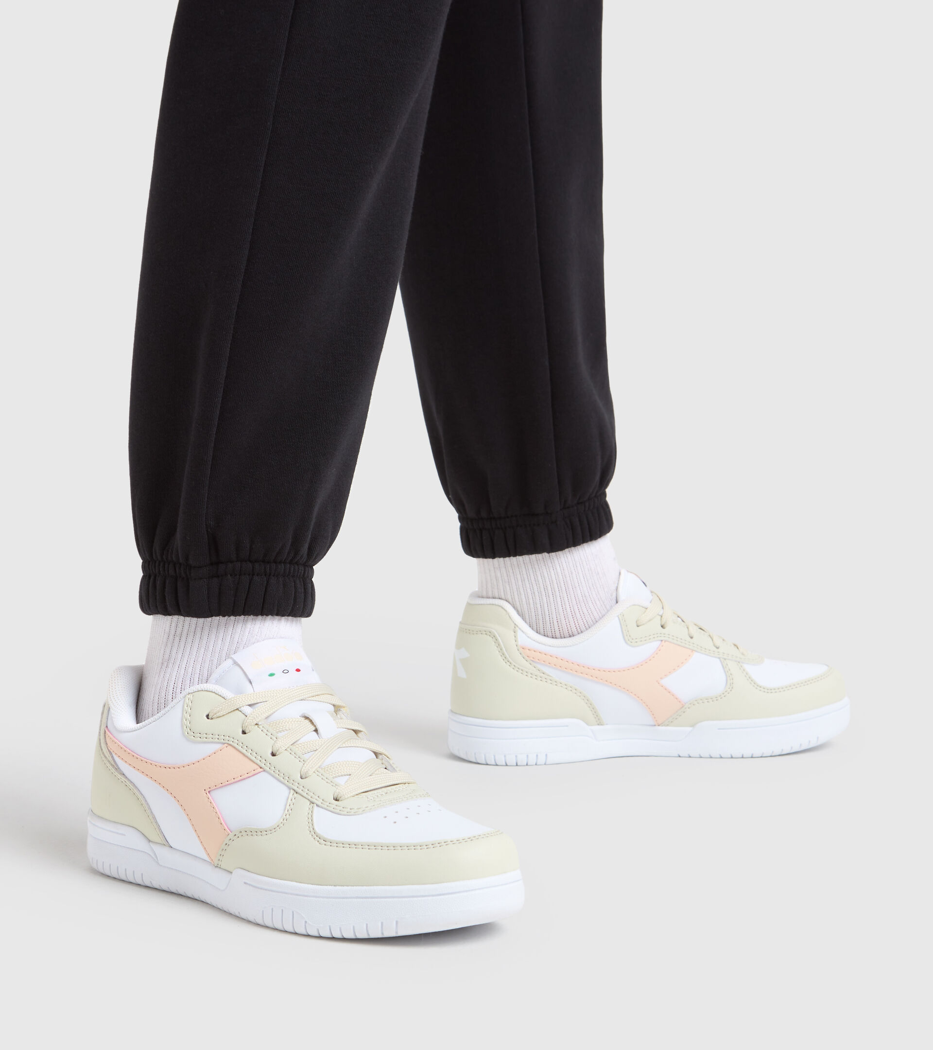 Sports shoes - Youth 8-16 years RAPTOR LOW GS WHITE BONE/PASTEL ROSE TAN - Diadora