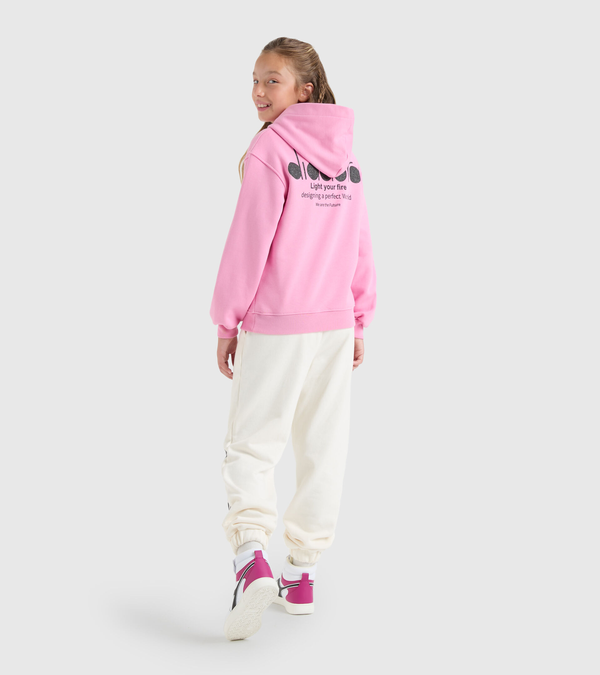 Hoodie with pocket - Girl JG.HOODIE D PINK MOTHER-OF-PEARL - Diadora