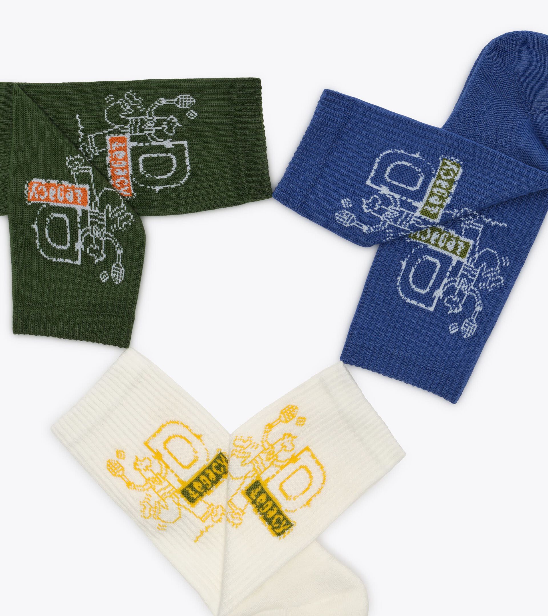 Set of socks - Made in Italy - All-gender SOCKS 3PACK LEGACY WHT ALYSSUM/NAVY/GRN BOTANIC - Diadora