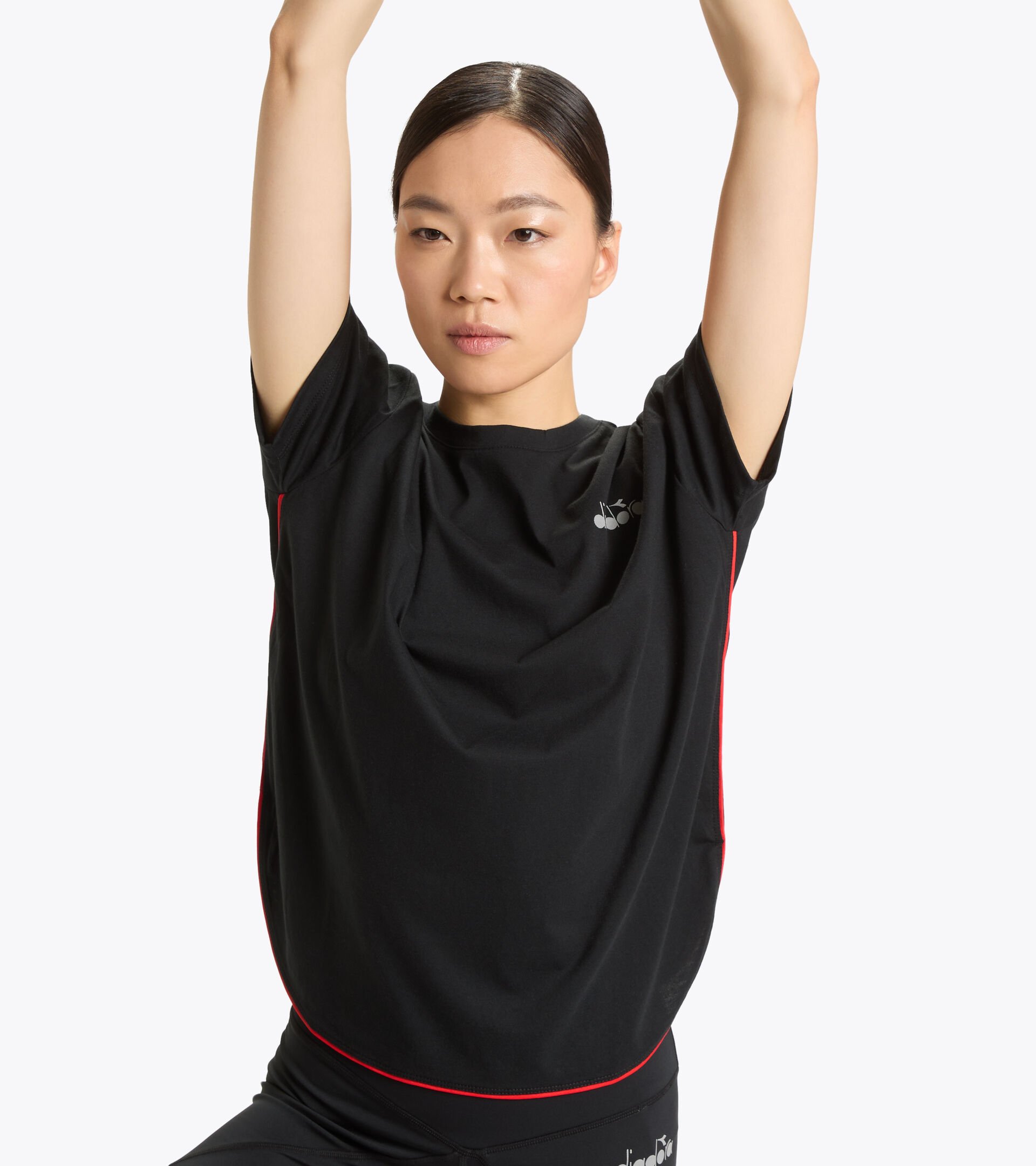 Camiseta sin mangas para correr - Mujer  L. SS T-SHIRT PLUS BE ONE W NEGRO - Diadora