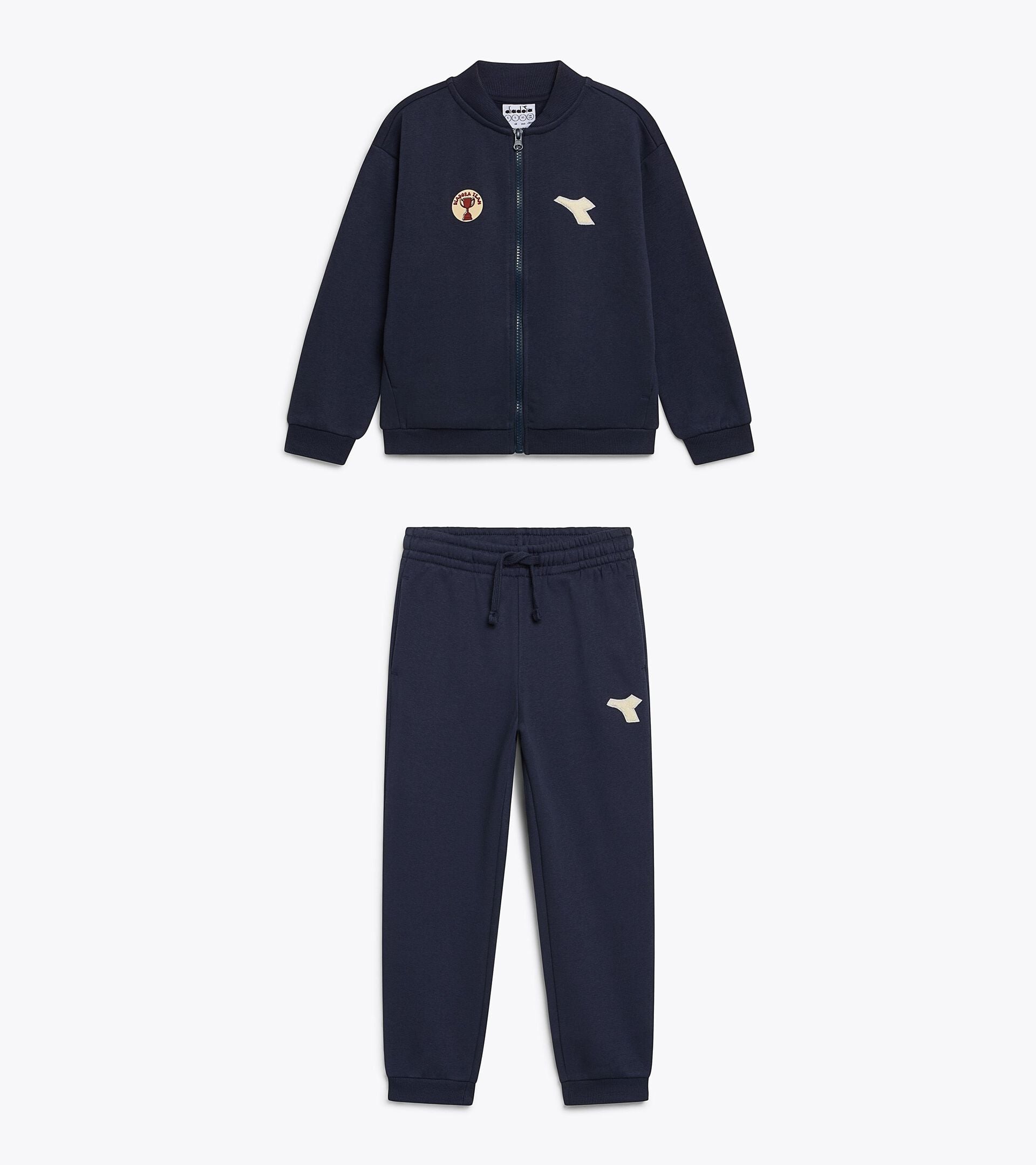 Cotton-look tracksuit - Regular fit - Boys JB. TRACKSUIT FZ LOGO (BR) BLUE DENIM - Diadora