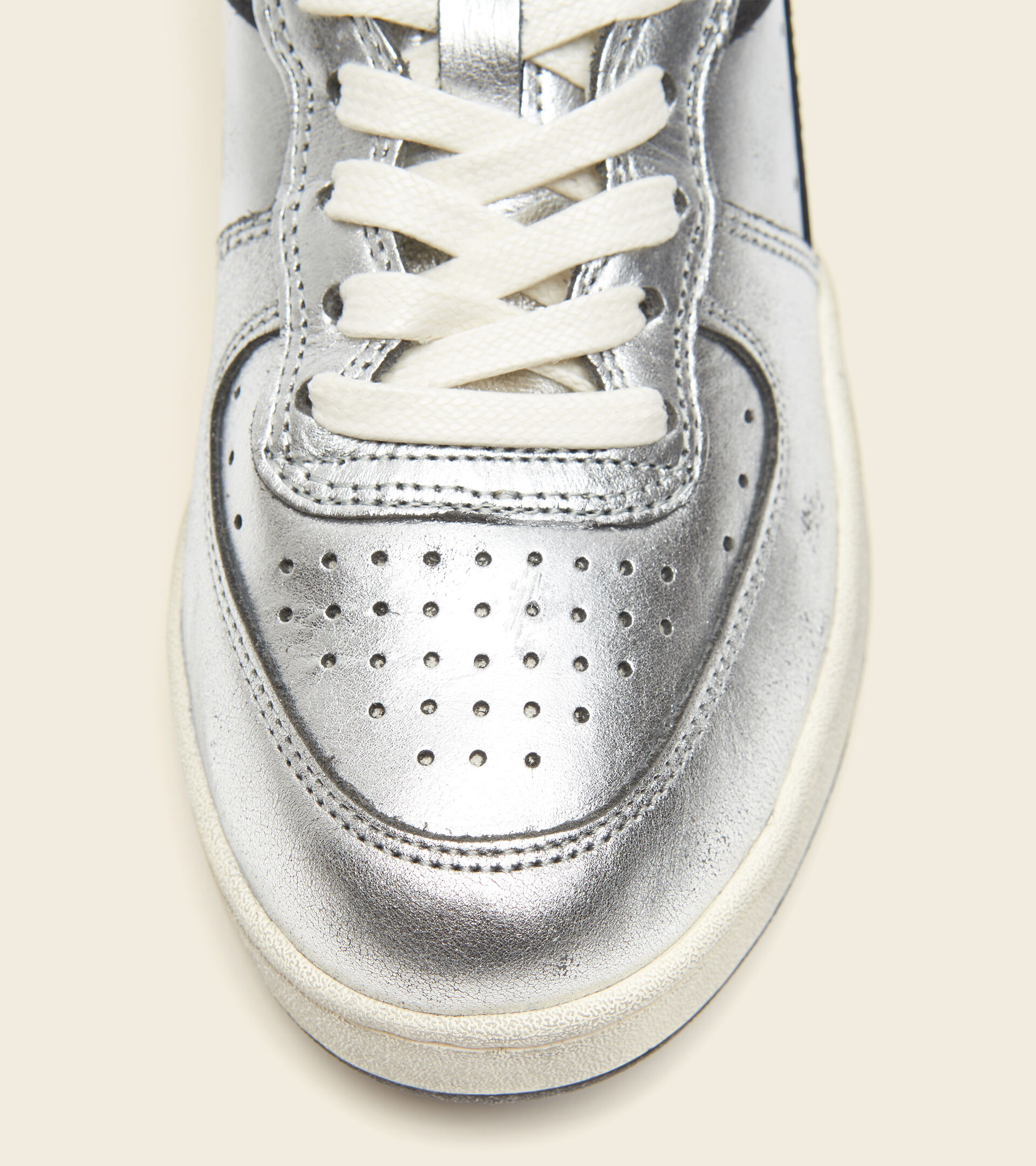 Footwear Heritage DONNA MI BASKET ROW CUT SILVER USED W ARGENTO METALLIZZATO/NERO Diadora