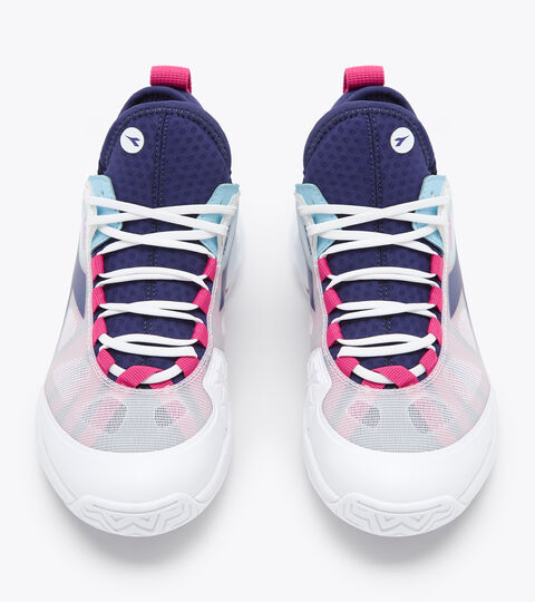 SPEED BLUSHIELD FLY 4 + W AG, WSS/BLAUDRUCK/ROSA SCHAFGARBE Tennis shoes for hard surfaces or clay - Women SPEED BLUSHIELD FLY 4 + W AG WSS/BLAUDRUCK/ROSA SCHAFGARBE - Diadora