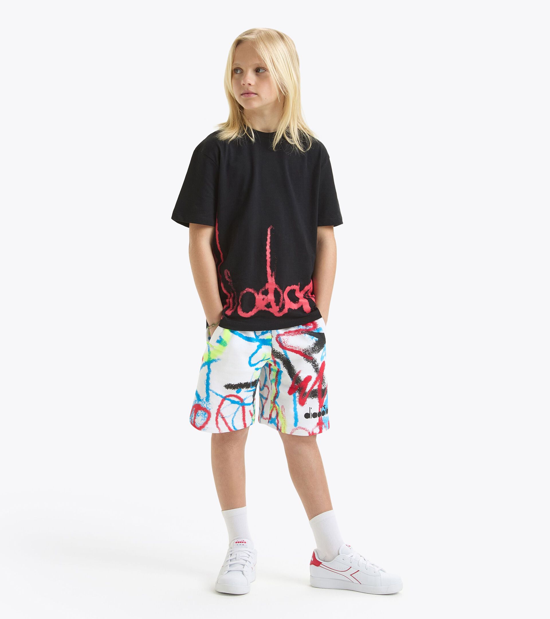 Bermuda shorts - Graffiti-inspired print - Boy
 JB. BERMUDA GRAFFITI ANTIQUE WHITE - Diadora