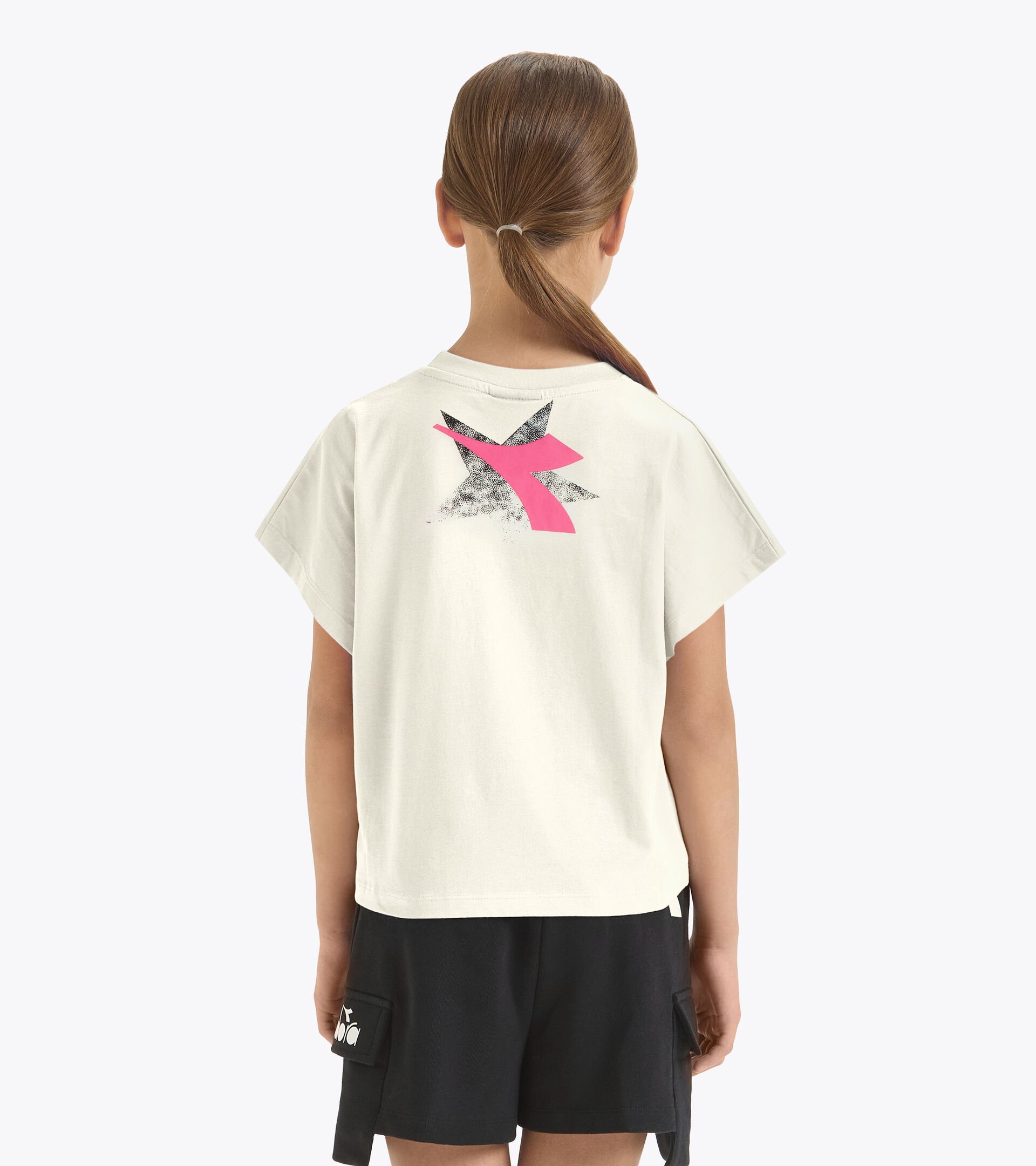 Camiseta cropped - Corte boxy - Niña JG. T-SHIRT STARS NUBA CREMA - Diadora