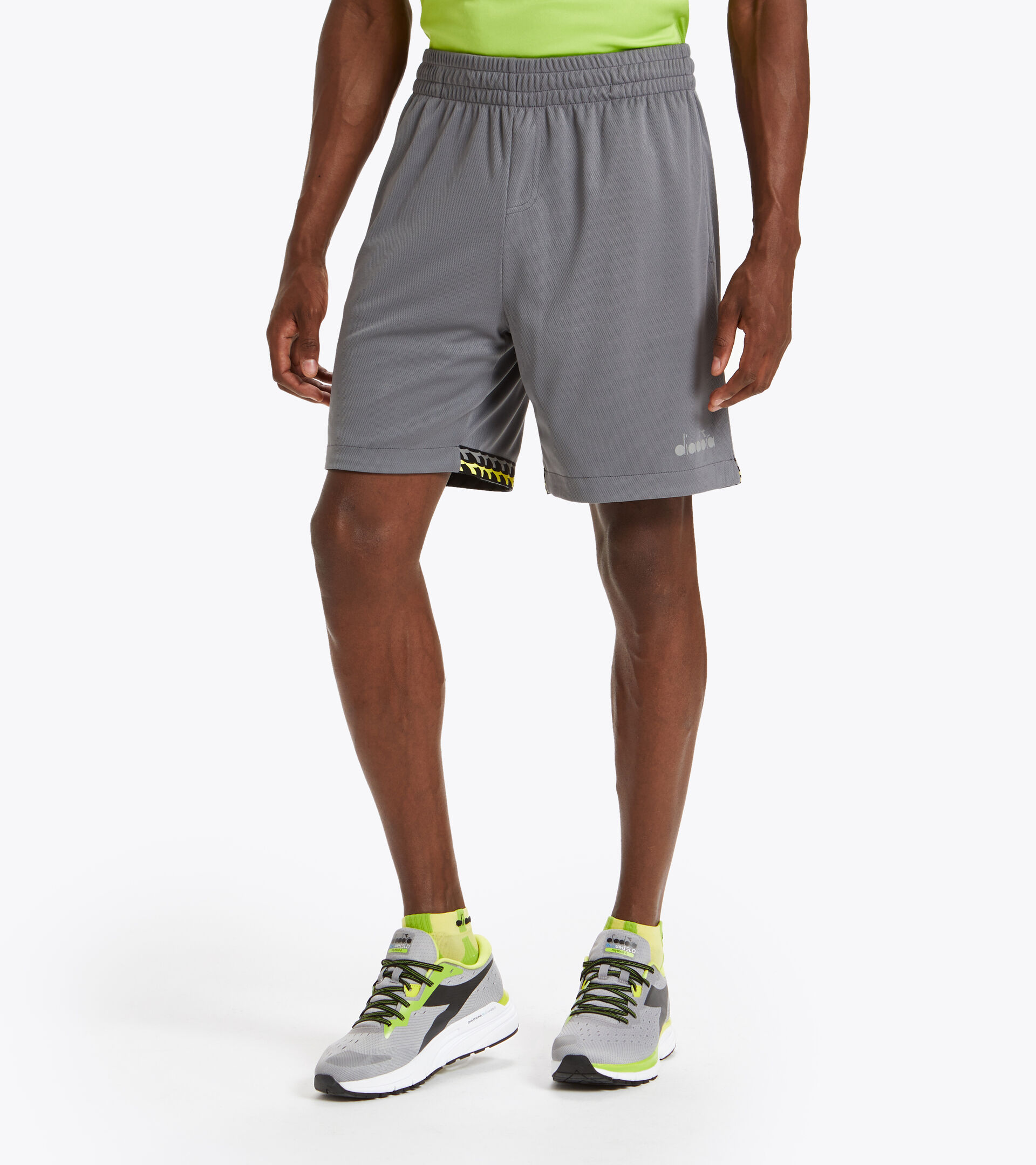 Double-face running shorts - Men BERMUDA REVERSIBLE BE ONE STEEL GRAY - Diadora