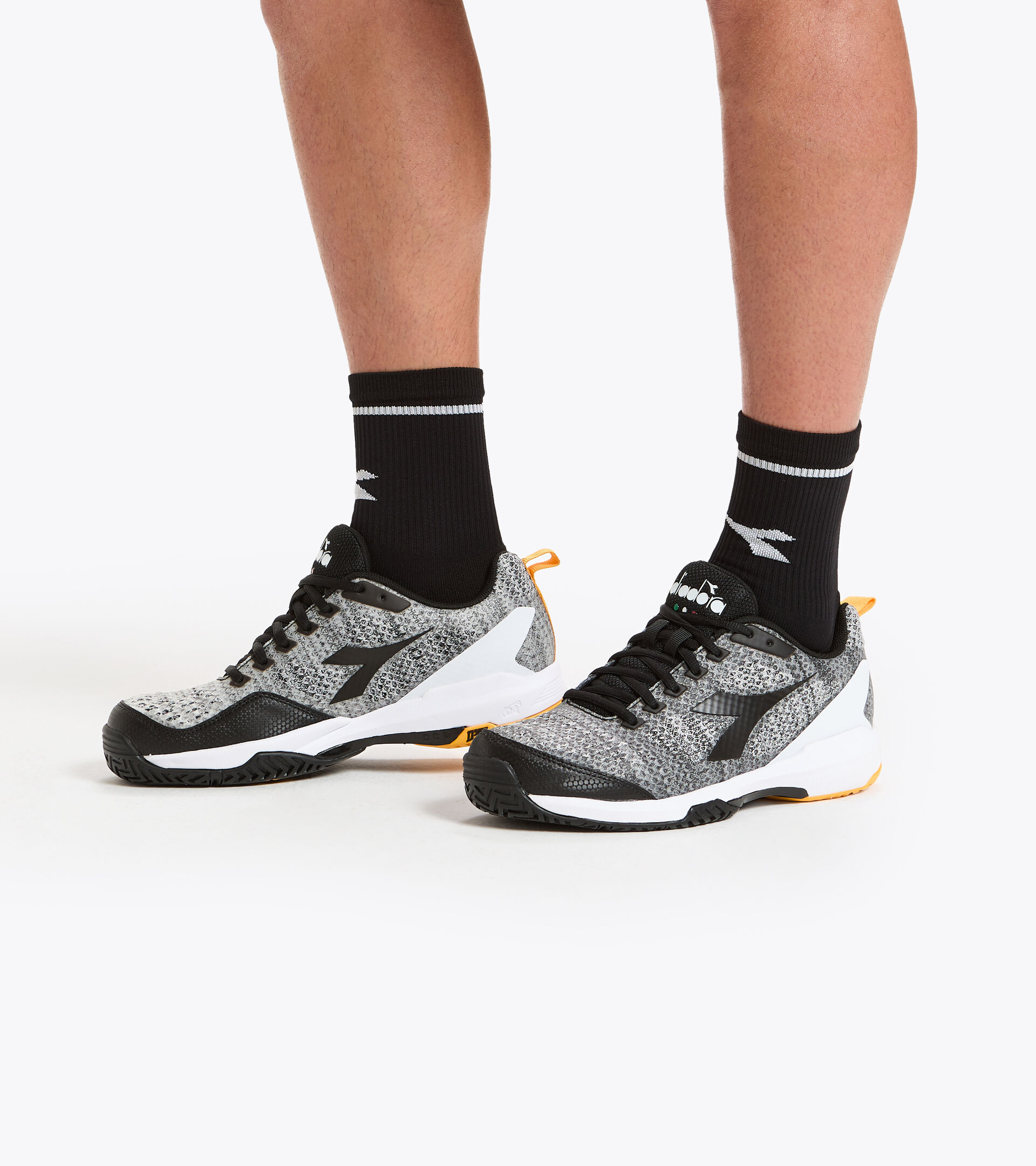 Clay court tennis shoe - Men S.SHOT 2 CLAY STEEL GRAY/BLACK/WHITE - Diadora