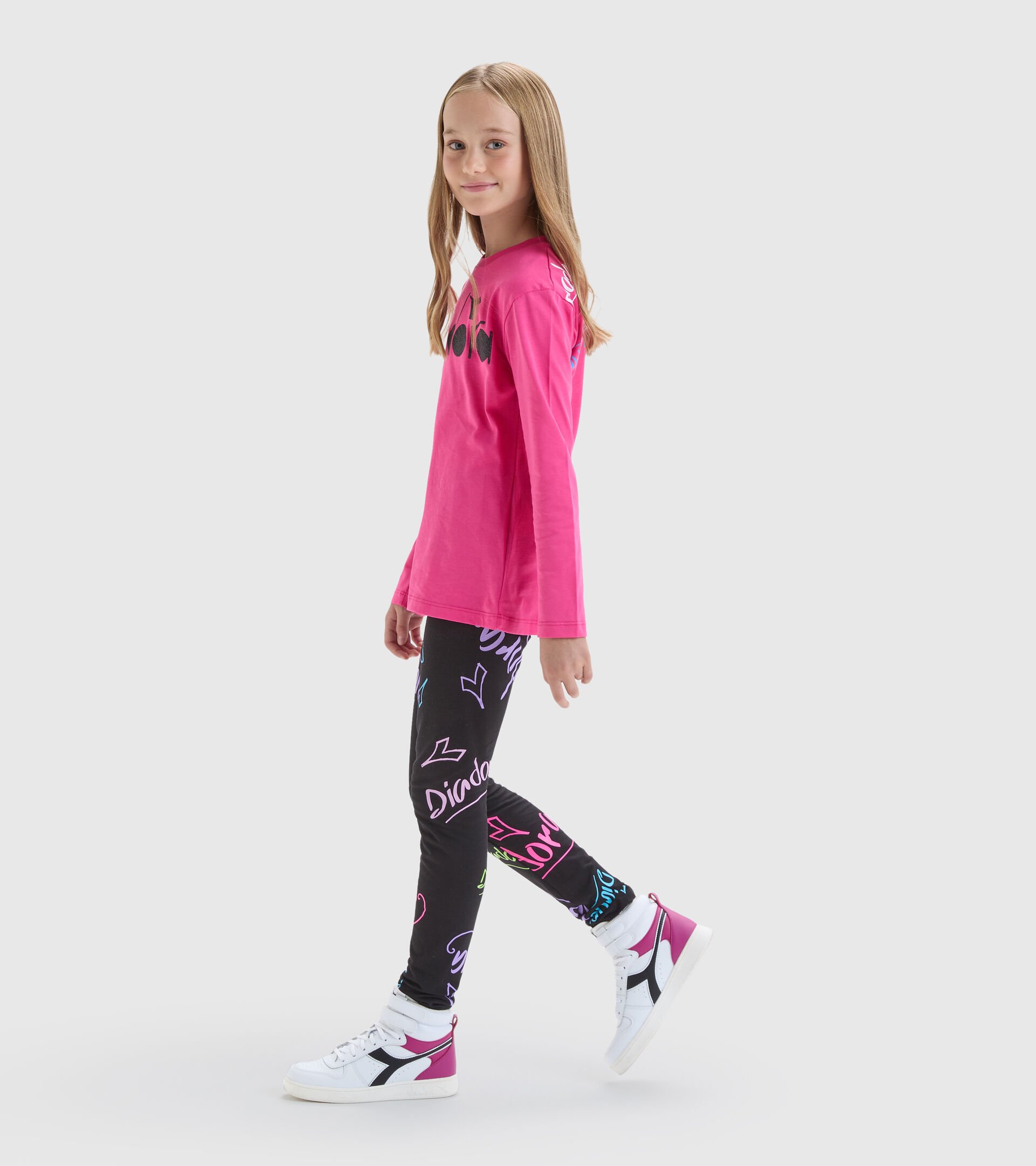 T-shirt long sleeve - Girl JG.T-SHIRT LS D FUCHSIA PINK - Diadora
