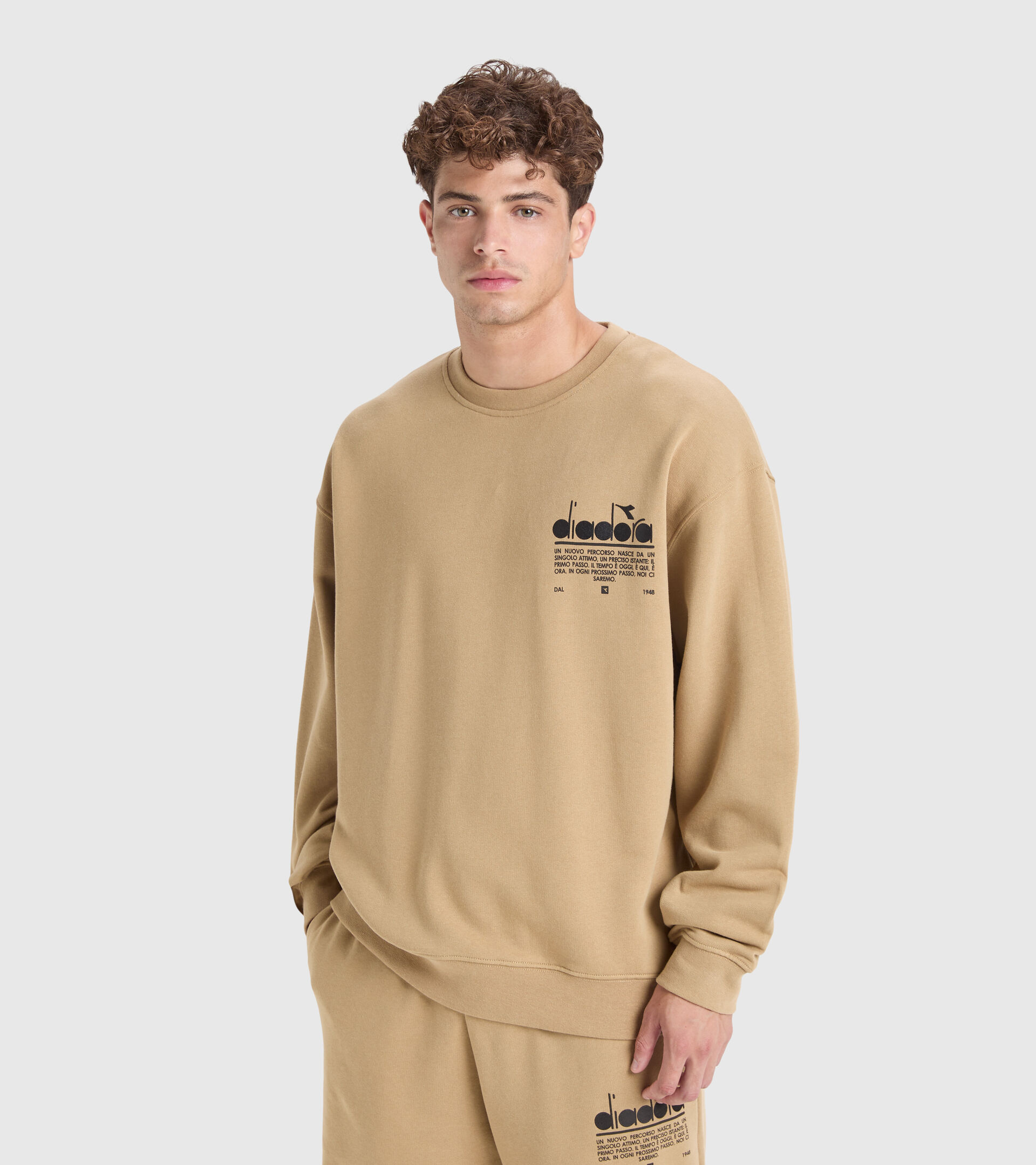 Felpa in cotone - Unisex SWEATSHIRT CREW MANIFESTO BEIGE TAN - Diadora