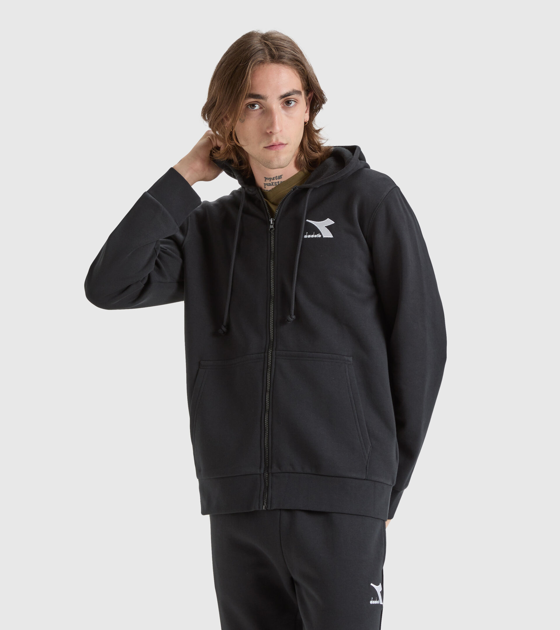 Hooded sweatshirt - Men HOODIE FZ CORE BLACK - Diadora