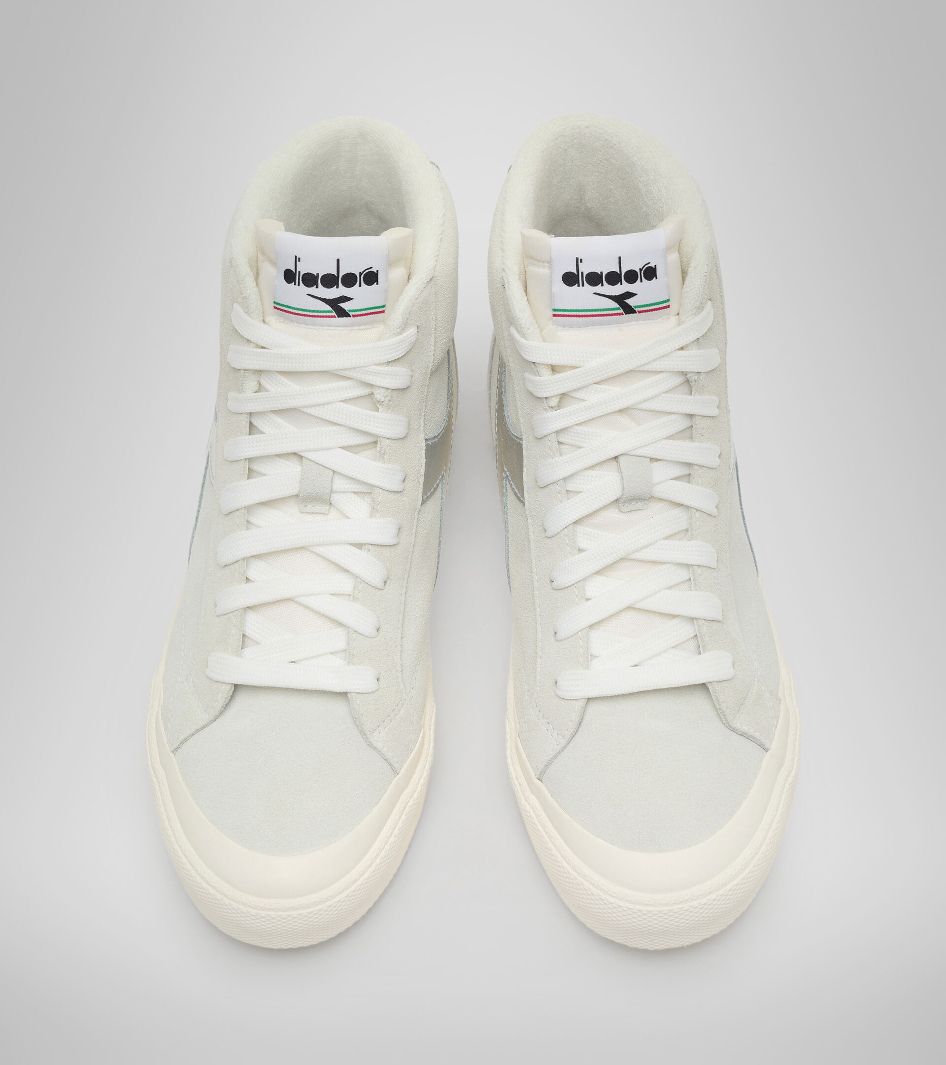 Sports shoe - Women MELODY MID GLOSSY SUEDE WN WHITE/SILVER .. - Diadora