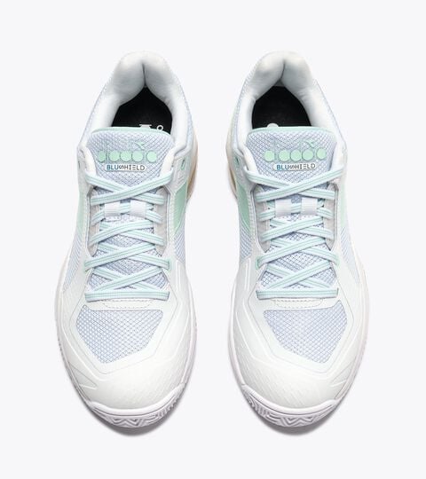 Zapatilla de tenis para superficies de tierra batida - Protecci&oacute;n y amortiguaci&oacute;n - Mujer BLUSHIELD TORNEO 3 W CLAY BIANCO/VERDE BAIA - Diadora
