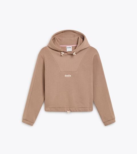 Fleece hoodie with adjustable fit - Women’s L. HOODIE ATHL. LOGO LIGHT BROWN HAZELNUT - Diadora