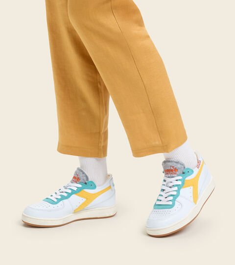 MI BASKET ROW CUT TENNIS, BLANC/BANANE Chaussures Heritage - Unisexe MI BASKET ROW CUT TENNIS BLANC/BANANE - Diadora