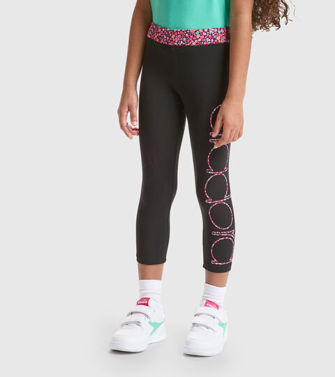 Stretch cotton jersey sports leggings - Girls JG.LEGGINGS BLOSSOM BLACK - Diadora