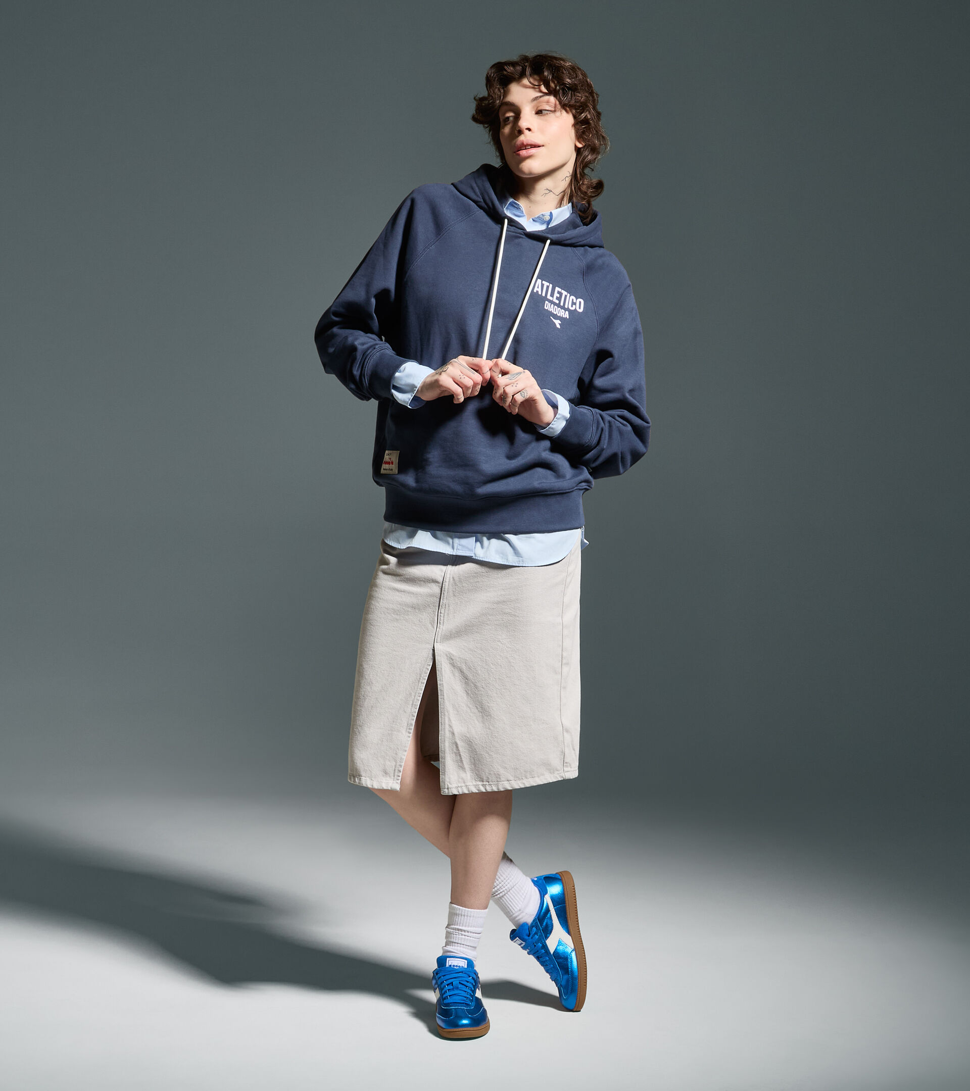 Legacy hoodie - Made in Italy - All-gender HOODIE LEGACY BLUE DENIM - Diadora