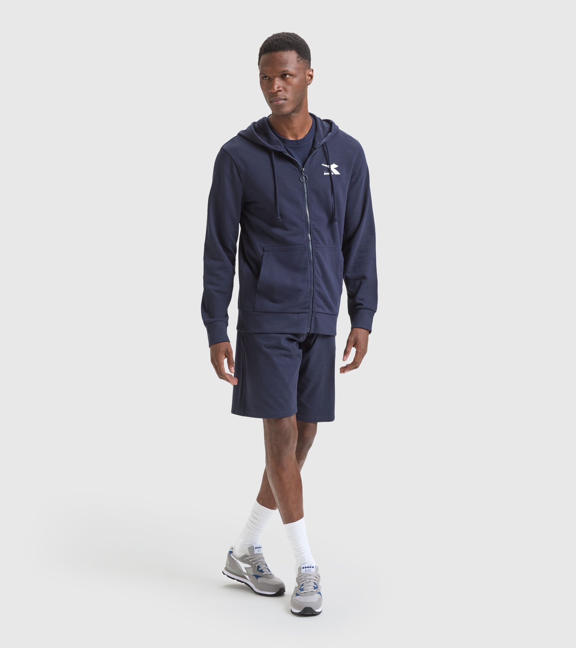 Cotton-blend sports sweatshirt - Men HOODIE FZ SWEAT CORE CLASSIC NAVY - Diadora