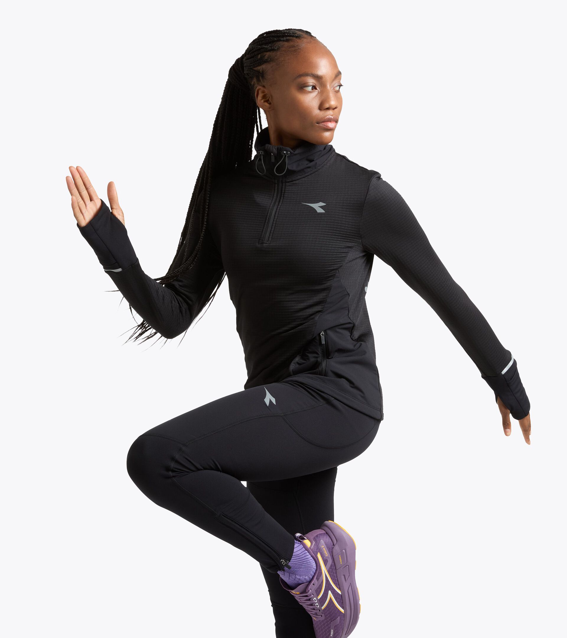 Forro polar termorregulador con tejido FIBRAZERO - Running Winter Protection - Mujer L. WARM UP WINTER FIBRAZERO NEGRO - Diadora