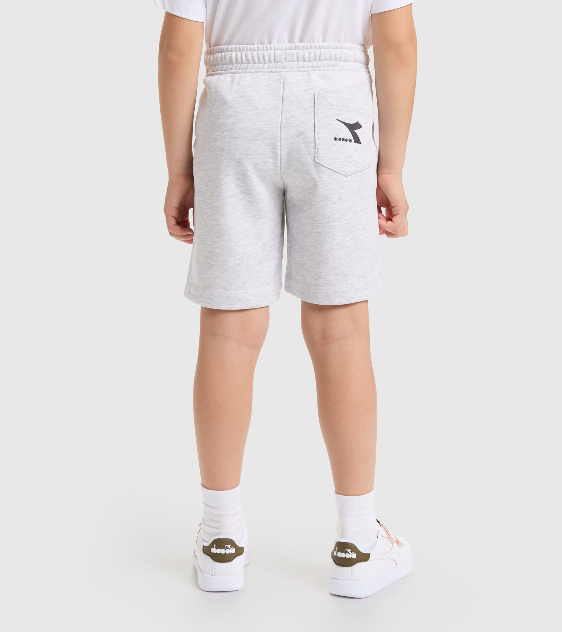 Sports shorts - Boys JB.BERMUDA DIADORA FC SUPER WHITE/LIGHT GRAY MELANGE - Diadora