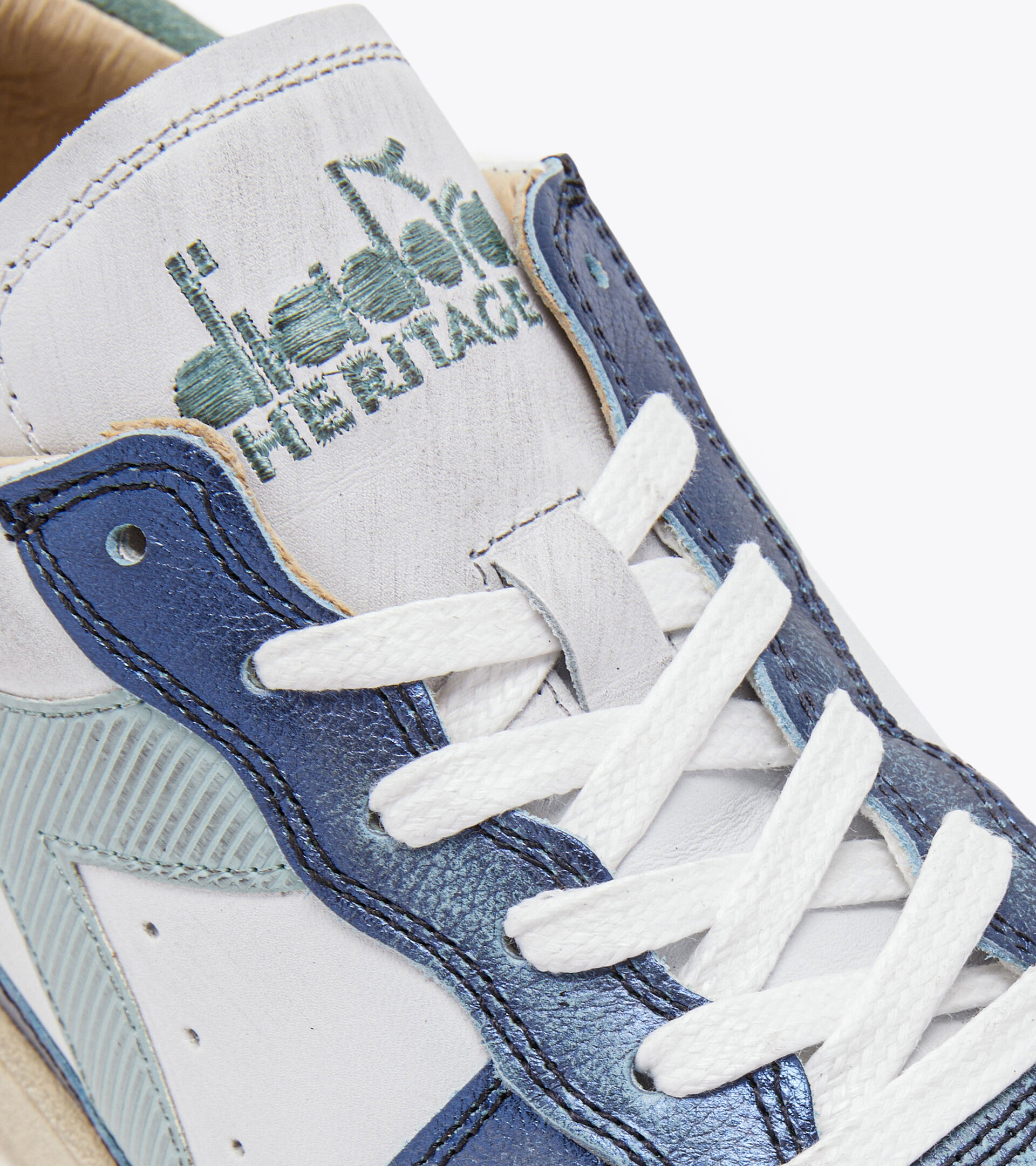 Heritage shoes - Unisex MI BASKET LOW METALLIC DIRTY WHITE/BLUE EYES - Diadora