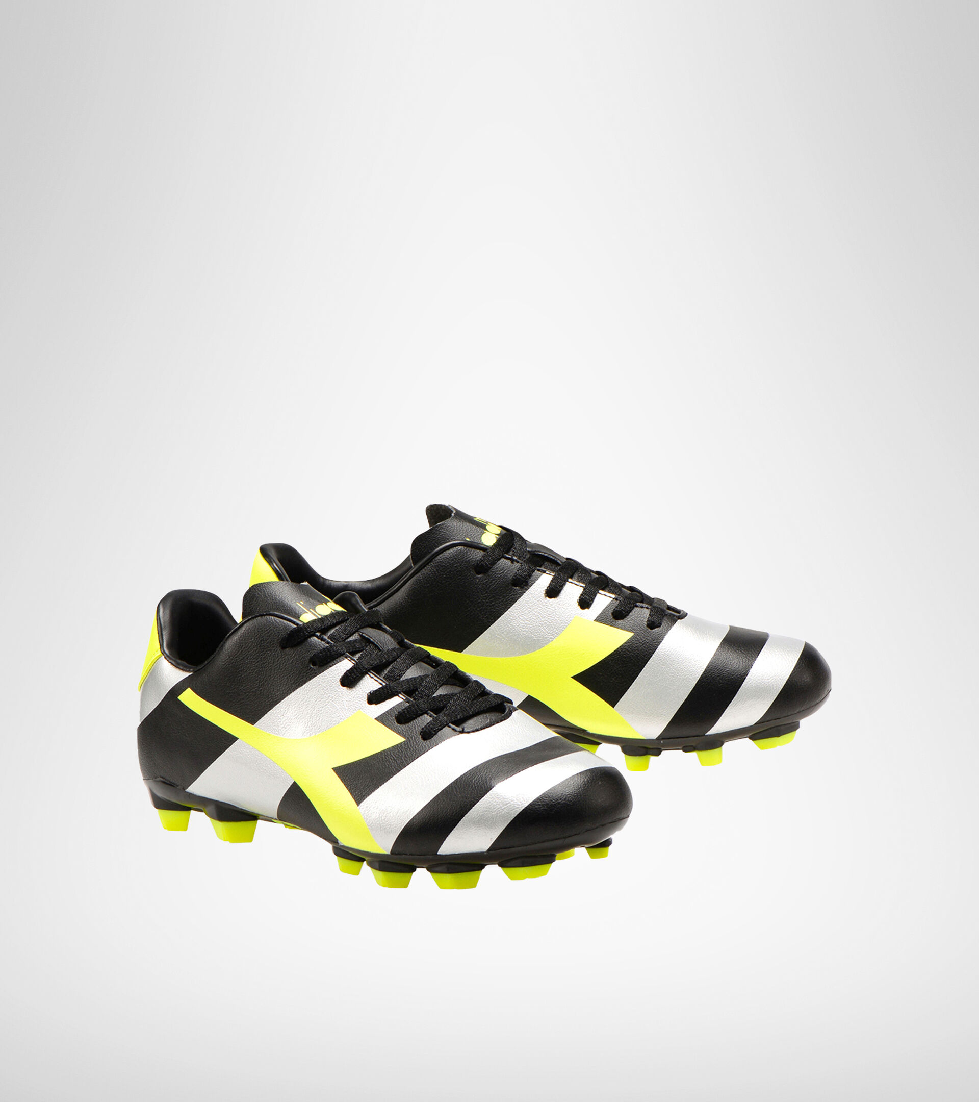 Firm ground football boot RAPTOR R LPU BLACK/SILVER/YELLOW FL DD - Diadora