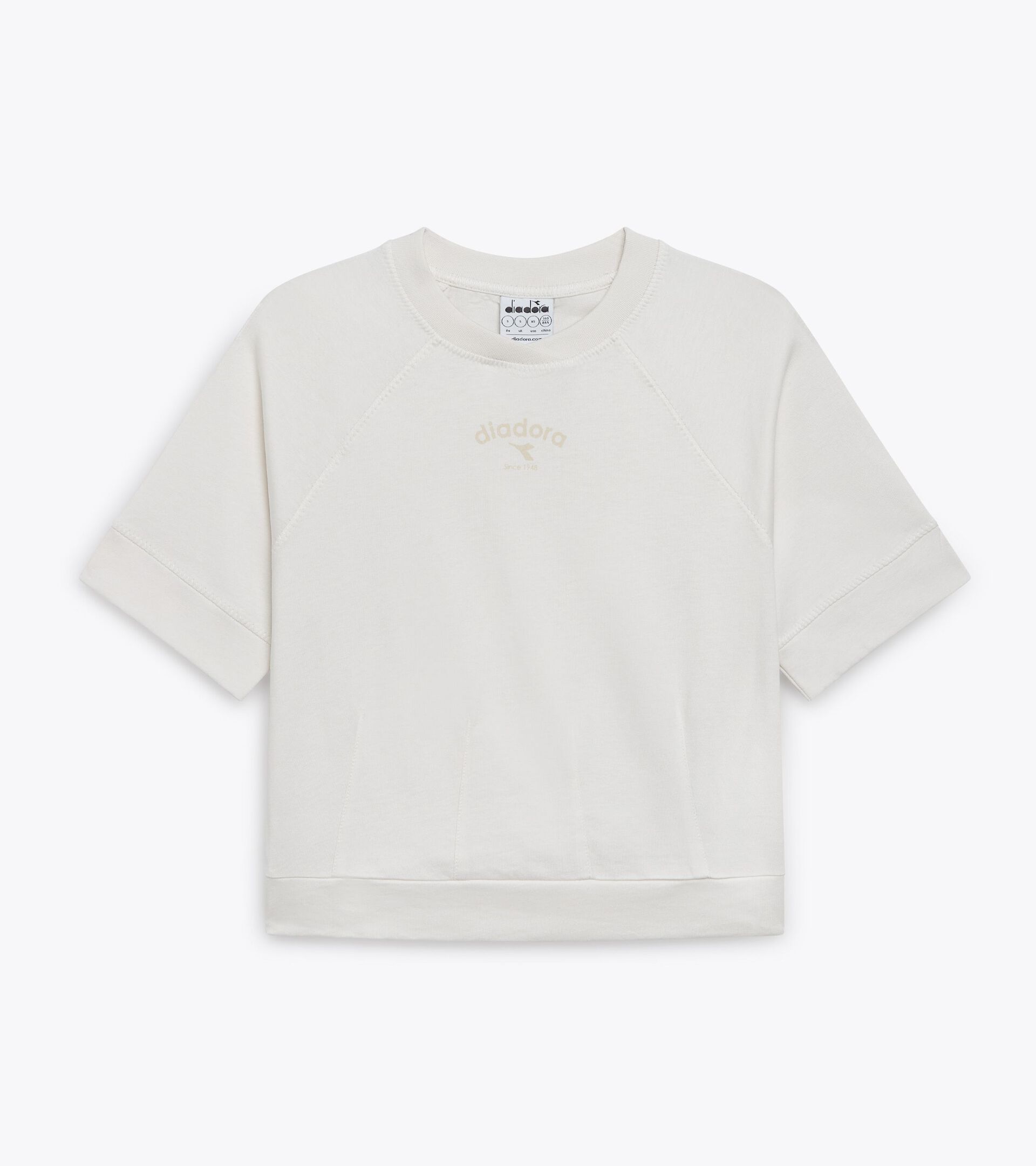 T-shirt with a boxy fit - Women’s L. T-SHIRT SS ATHL. LOGO WHITE MILK - Diadora