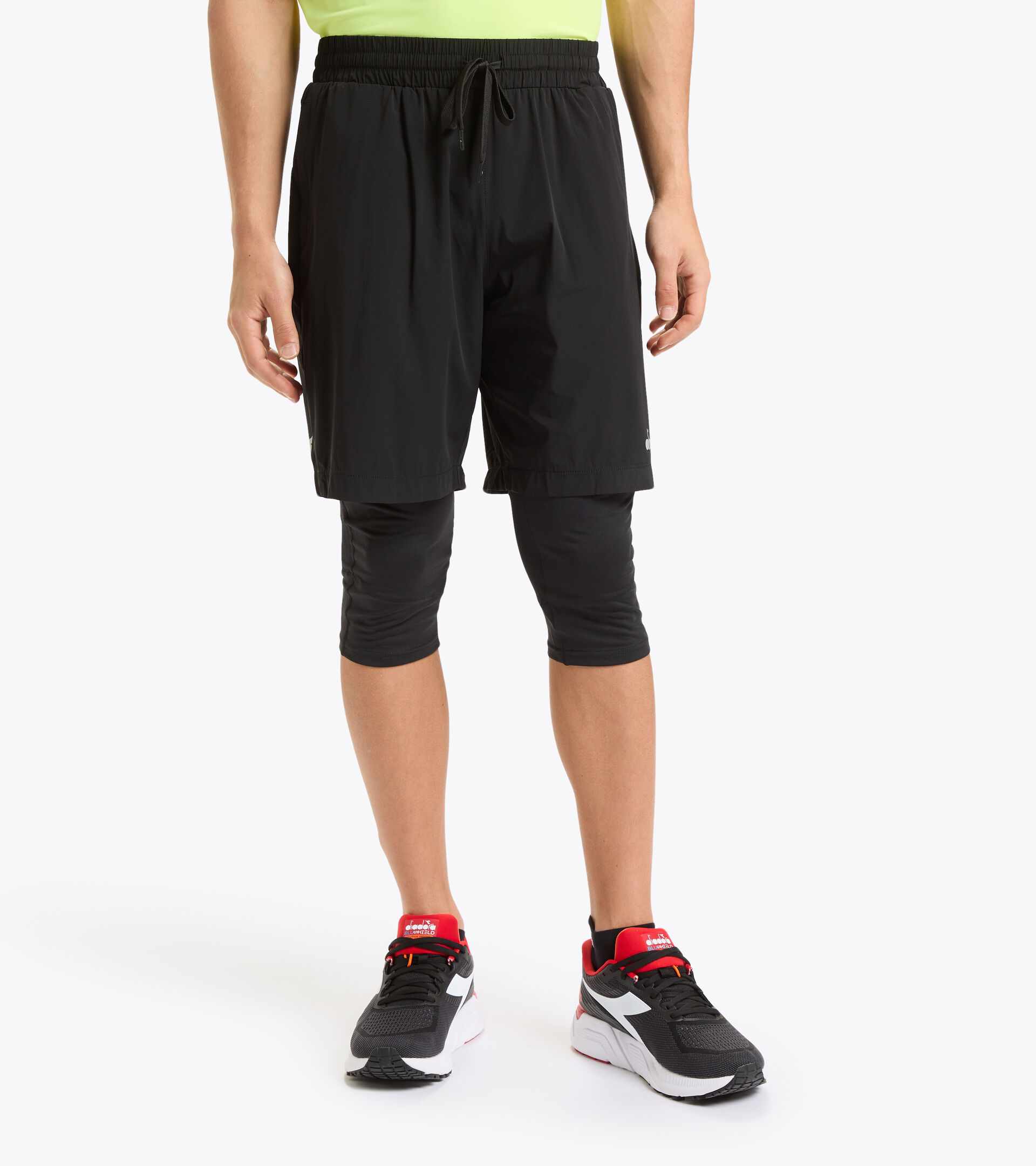 Conjunto para correr de leggings y bermudas desmontables - Hombre POWER SHORTS BE ONE NEGRO - Diadora