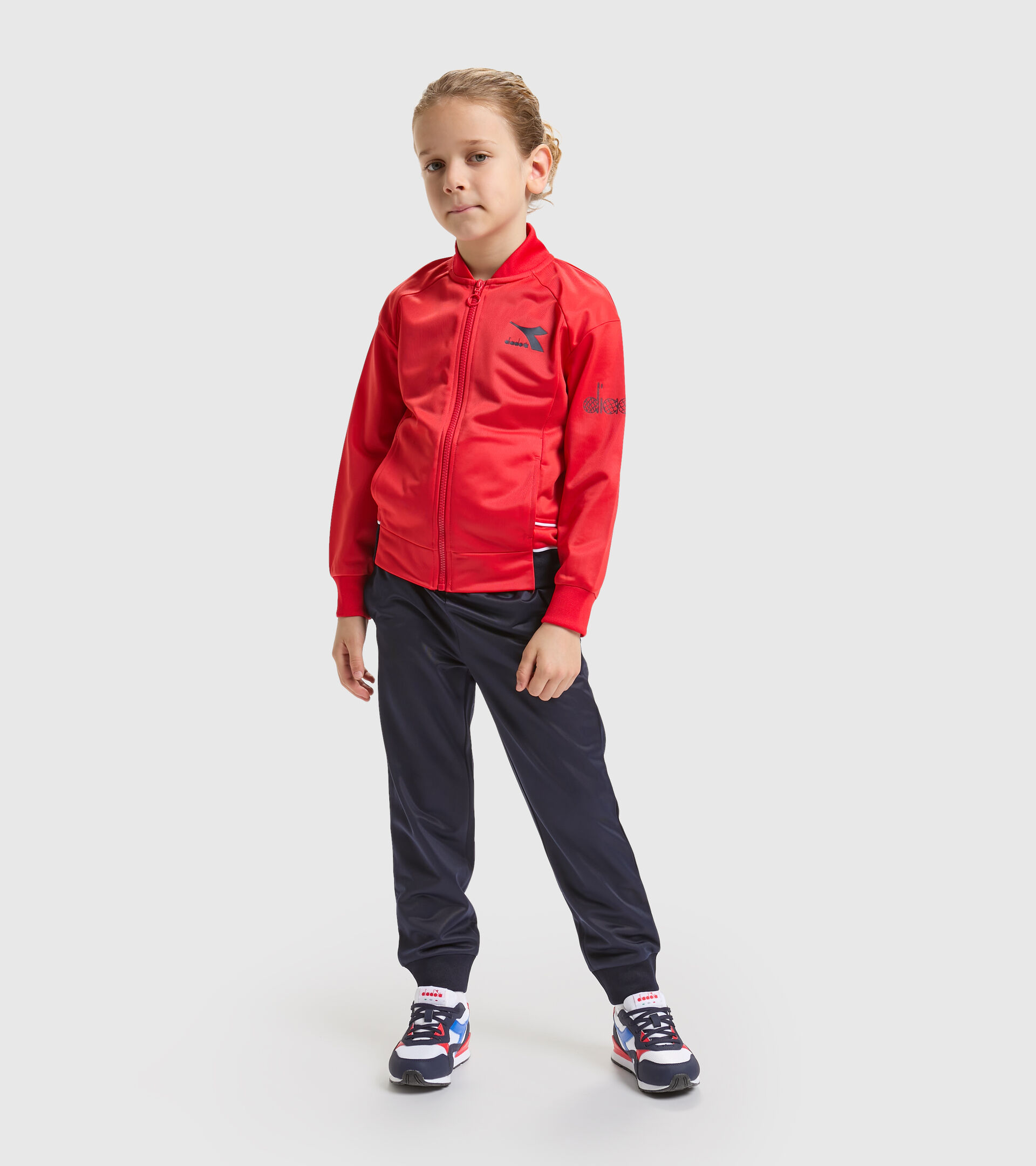 Polyknit sports tracksuit - Boy’s JB.TRACKSUIT FZ DIADORA FC POPPY RED - Diadora