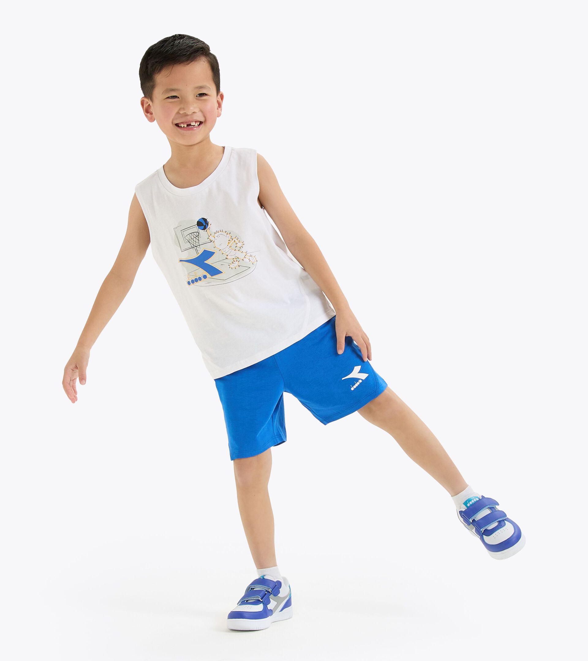 Conjunto deportivo - Camiseta sin mangas y pantalones cortos - Niños y adolescentes JB. SET SL RIDDLE BLANCO VIVO - Diadora