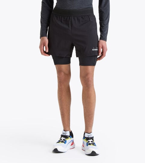 Running shorts - Men  DOUBLE LAYER BERMUDA BE ONE BLACK - Diadora