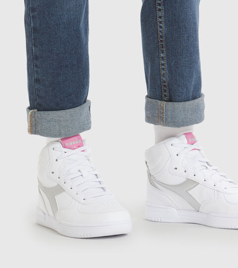 RAPTOR MID GS, BIANCO/ARGENTO Footwear Sport BAMBINO RAPTOR MID GS BIANCO/ARGENTO Diadora