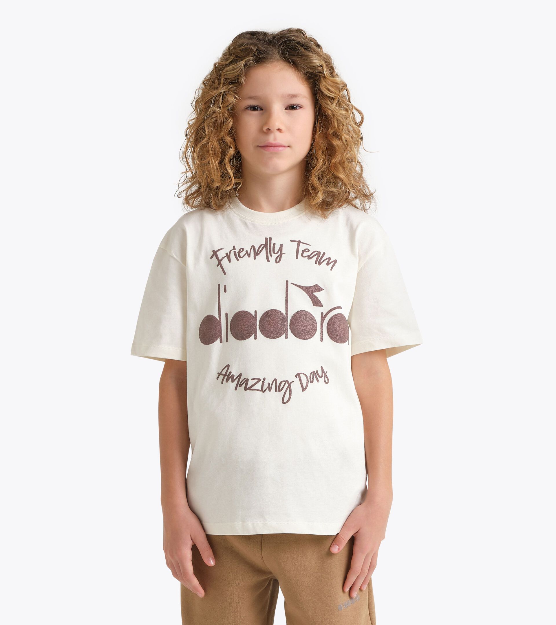 T-shirt &agrave; manches courtes - Ado gar&ccedil;on JB. T-SHIRT SS FRIENDLY TEAM CREAM - Diadora