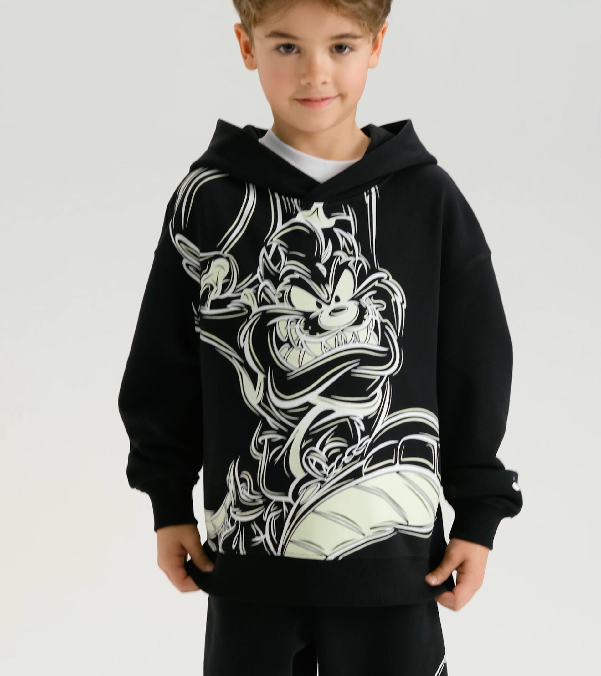 Hooded sweatshirt - Kids JU.HOODIE WB BLACK/OPTICAL WHITE - Diadora