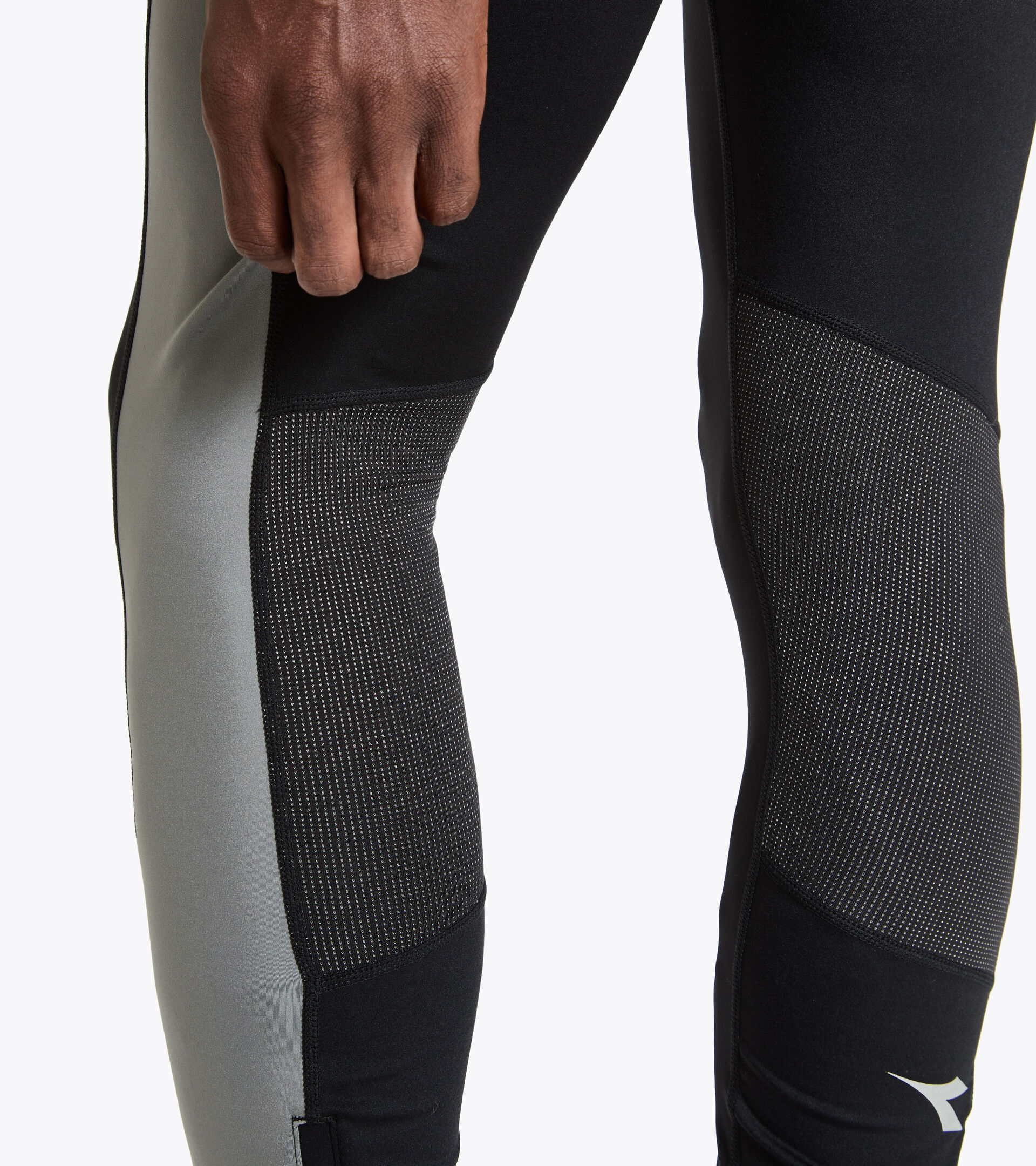 Running leggings - Men RUNNING TIGHTS OYSTER MUSHROOM/GRY QUIET SHAD - Diadora