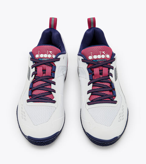 BLUSHIELD TORNEO 2 W CLAY, WSS/BLAUDRUCK/ROSA SCHAFGARBE Tennis shoes for clay courts - Women BLUSHIELD TORNEO 2 W CLAY WSS/BLAUDRUCK/ROSA SCHAFGARBE - Diadora