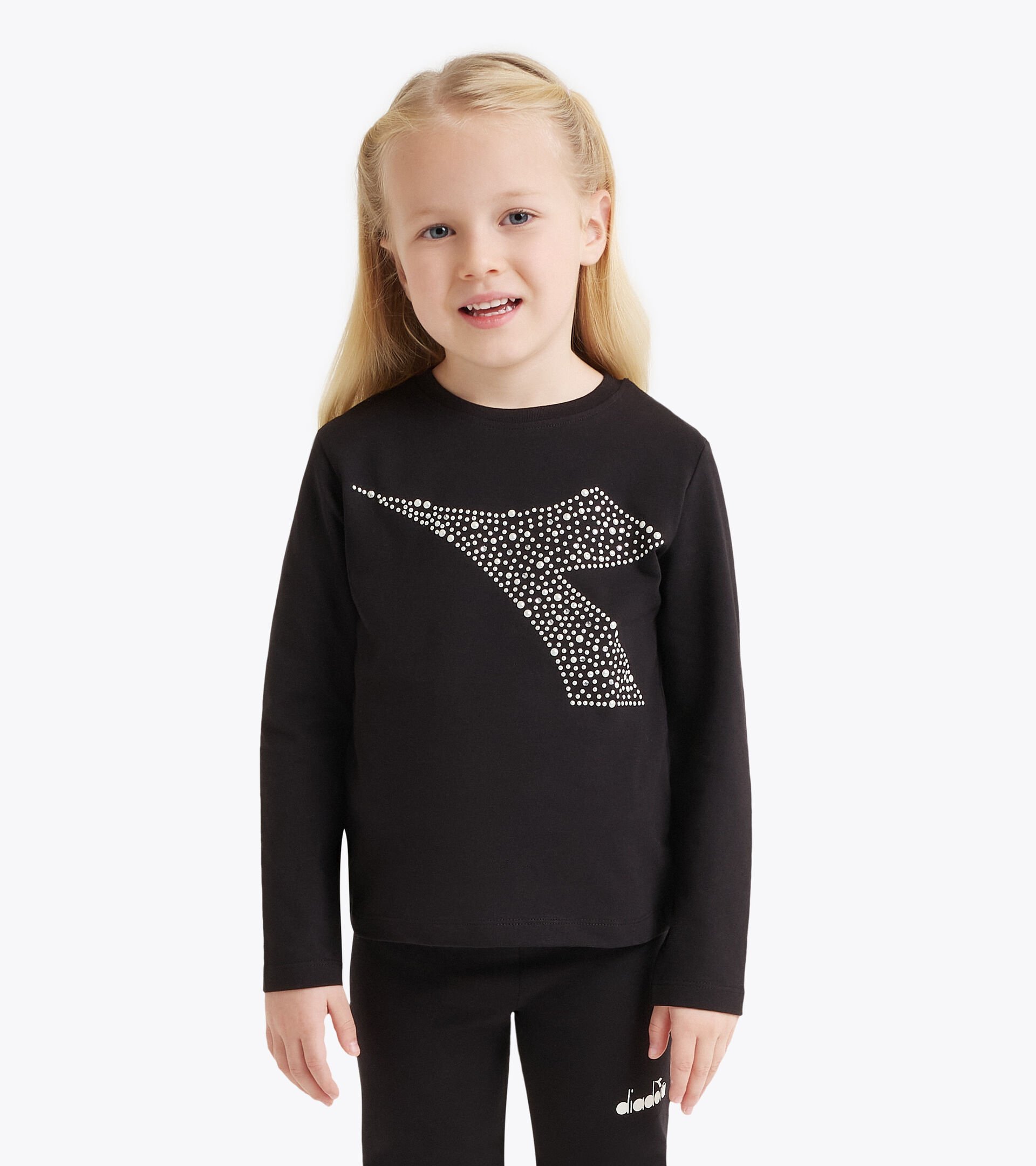 Sports t-shirt - Girls JG. T-SHIRT SS RHINESTONE TD BLACK - Diadora