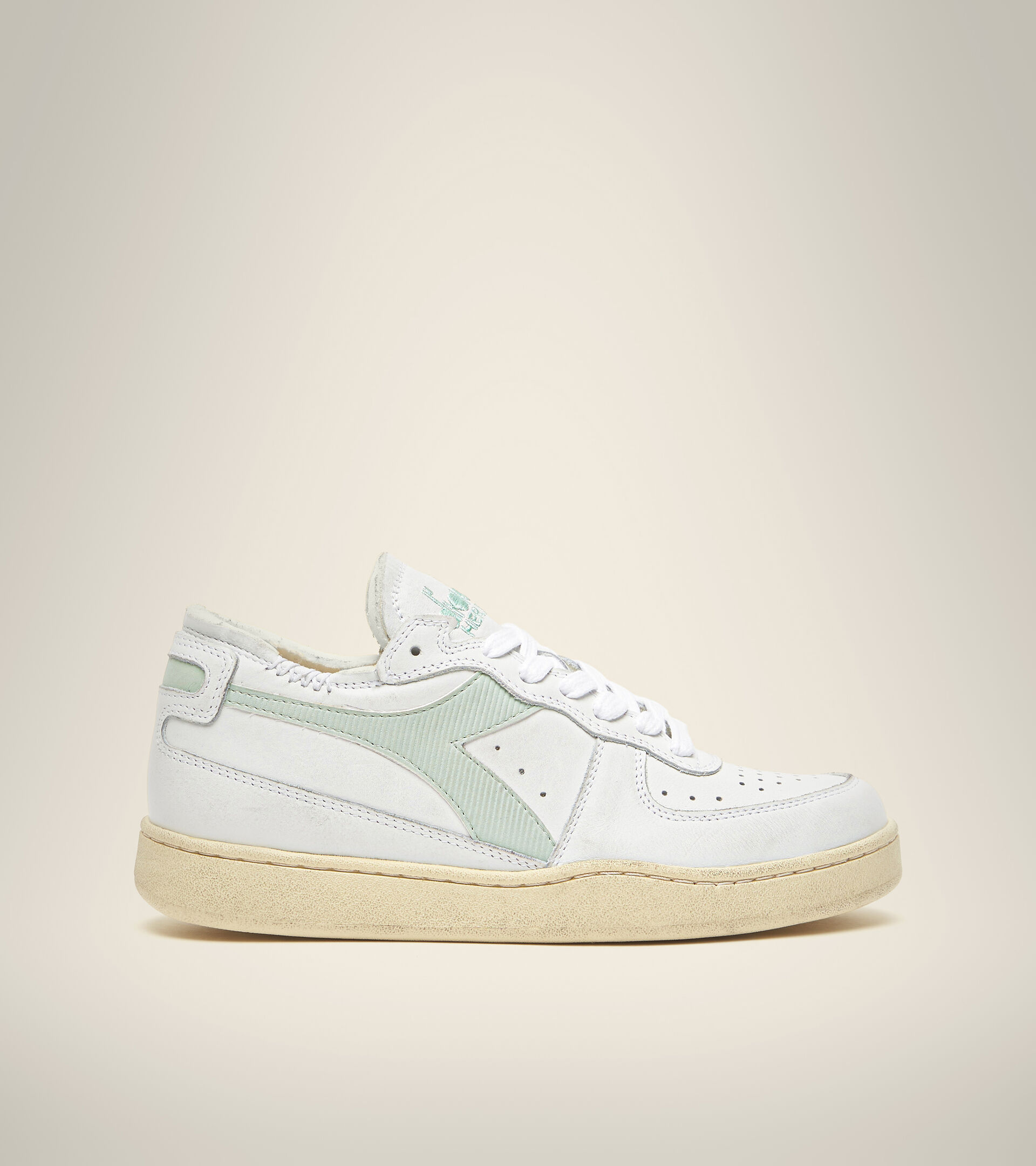 Footwear Heritage UNISEX MI BASKET ROW CUT WHITE/SMOKE GREEN Diadora