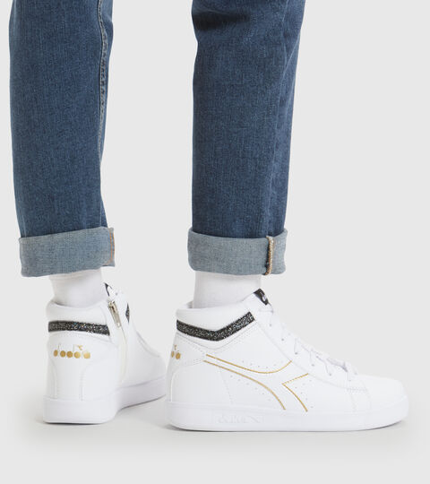 GAME P HIGH GIRL GS, BIANCO/NERO/ORO Footwear Sport BAMBINO GAME P HIGH GIRL GS BIANCO/NERO/ORO Diadora
