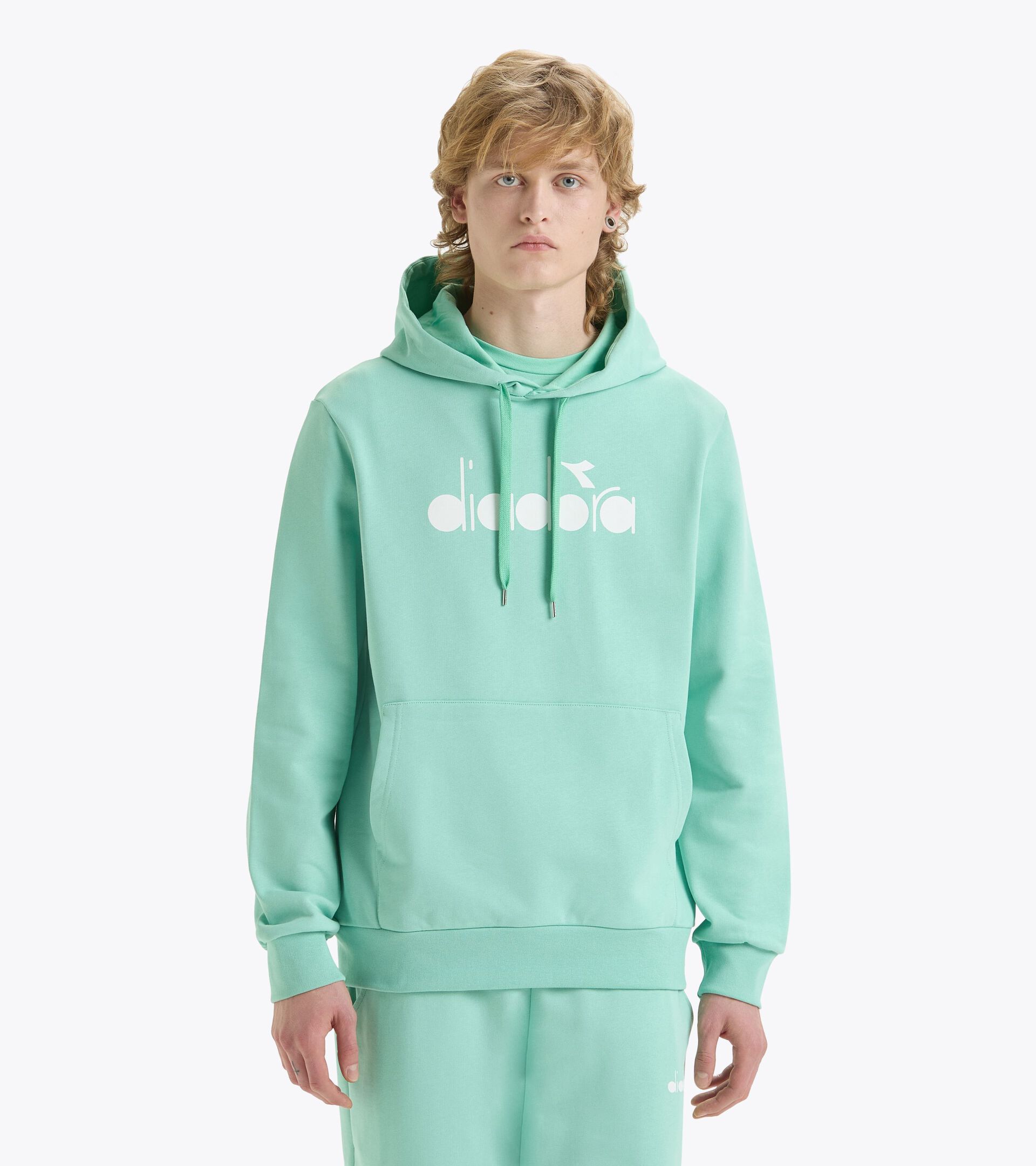 Sporty hoodie - Made in Italy - Gender Neutral HOODIE LOGO NEON GREEN - Diadora