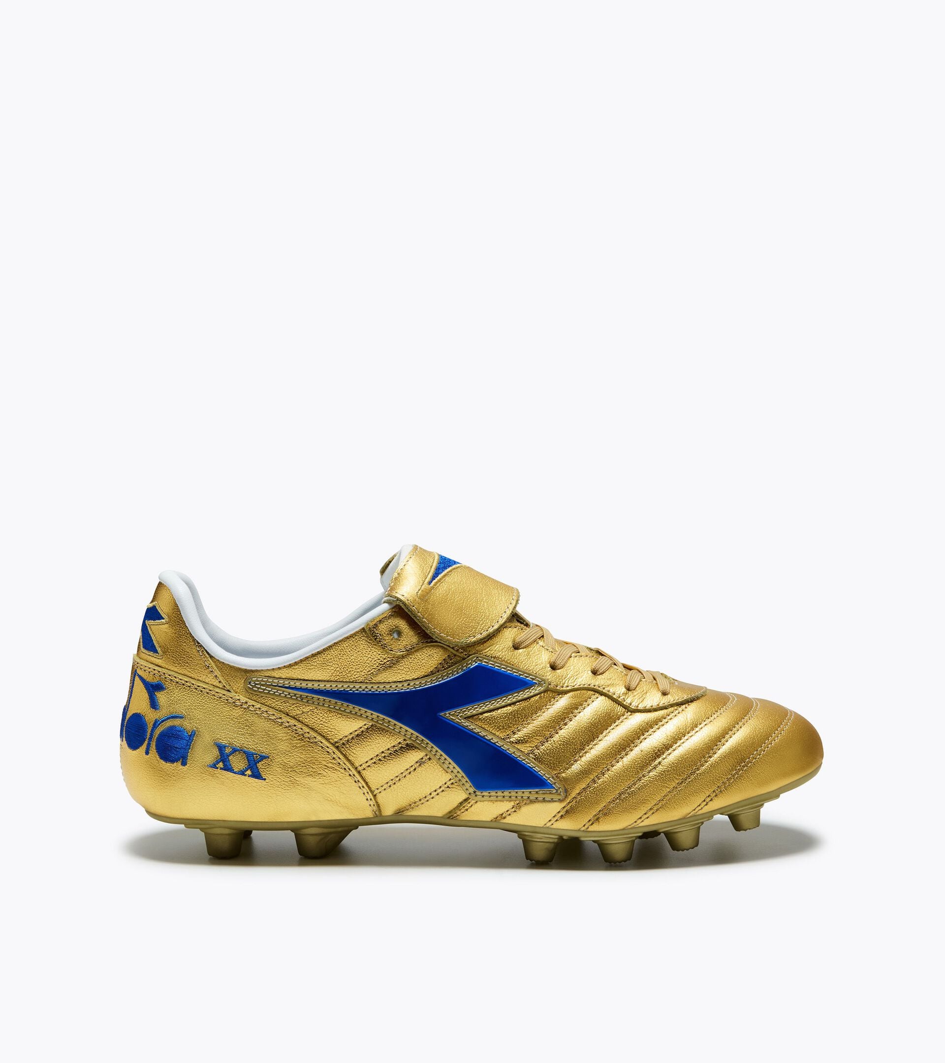 Anniversary Edition Calcio Boot - Made in Italy - All-gender BRASIL#9 ELITE ITALY FG METALLIC GOLD /ROYAL BLUE - Diadora