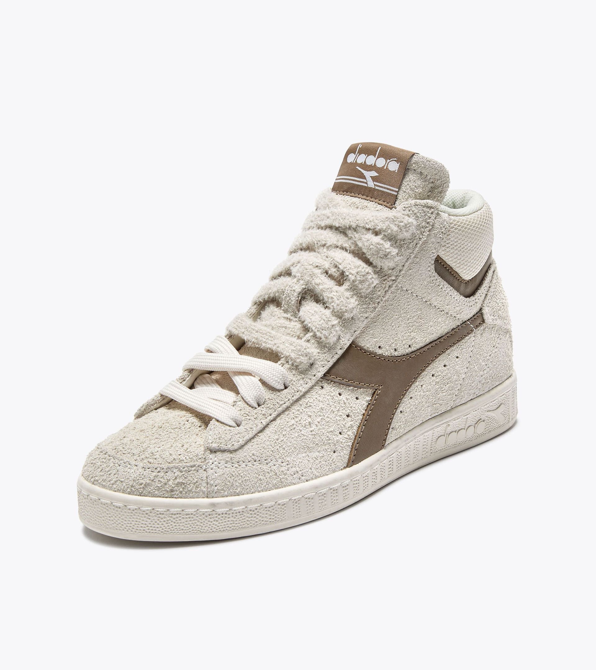 High-top retro-tennis sneaker - All-gender
 GAME HIGH SUEDE WAXED WHISPER WHITE - Diadora