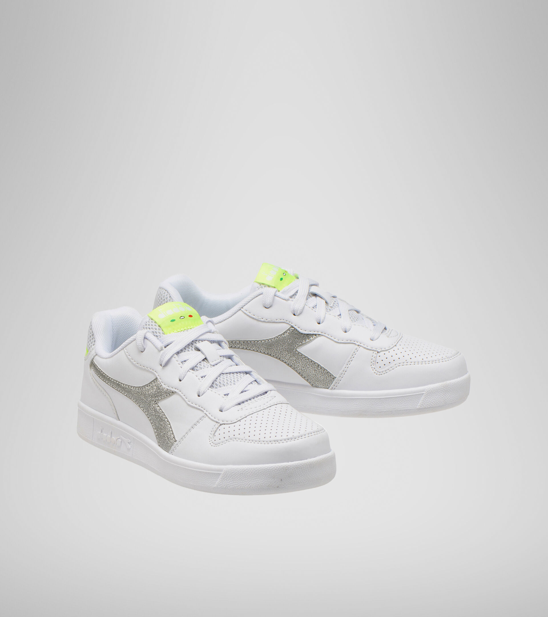 Sports shoes - Youth 8-16 years PLAYGROUND GS GIRL WHITE/YELLOW FLUO. - Diadora