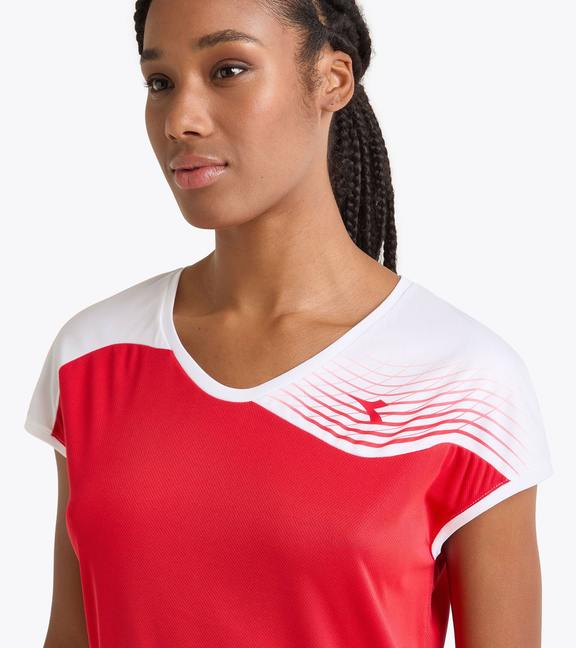 Camiseta de tenis - Mujer L. T-SHIRT COURT ROJO TOMATE - Diadora