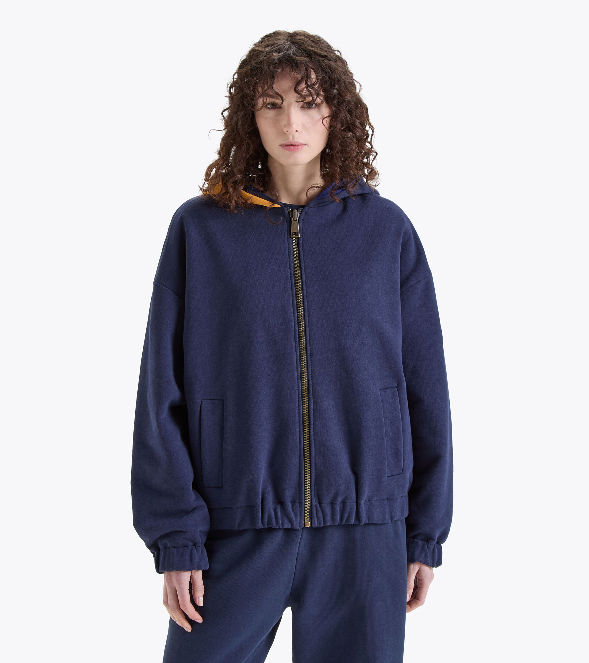 Felpa con cappuccio e zip 2030 Made in Italy - Donna L. FZ HOODIE REVERSIBLE 2030 BLU CORSARO - Diadora